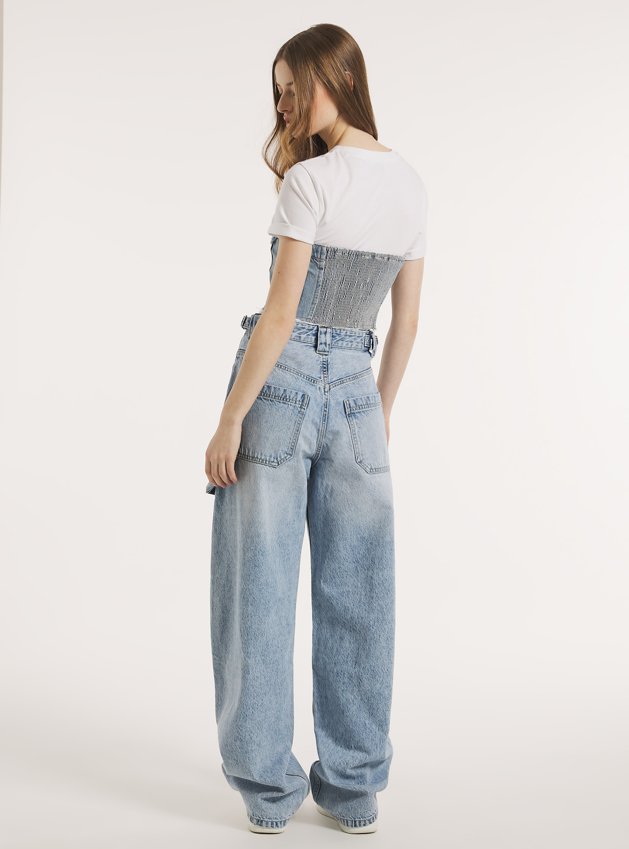 Denim bustier with zip, D006 AZURE