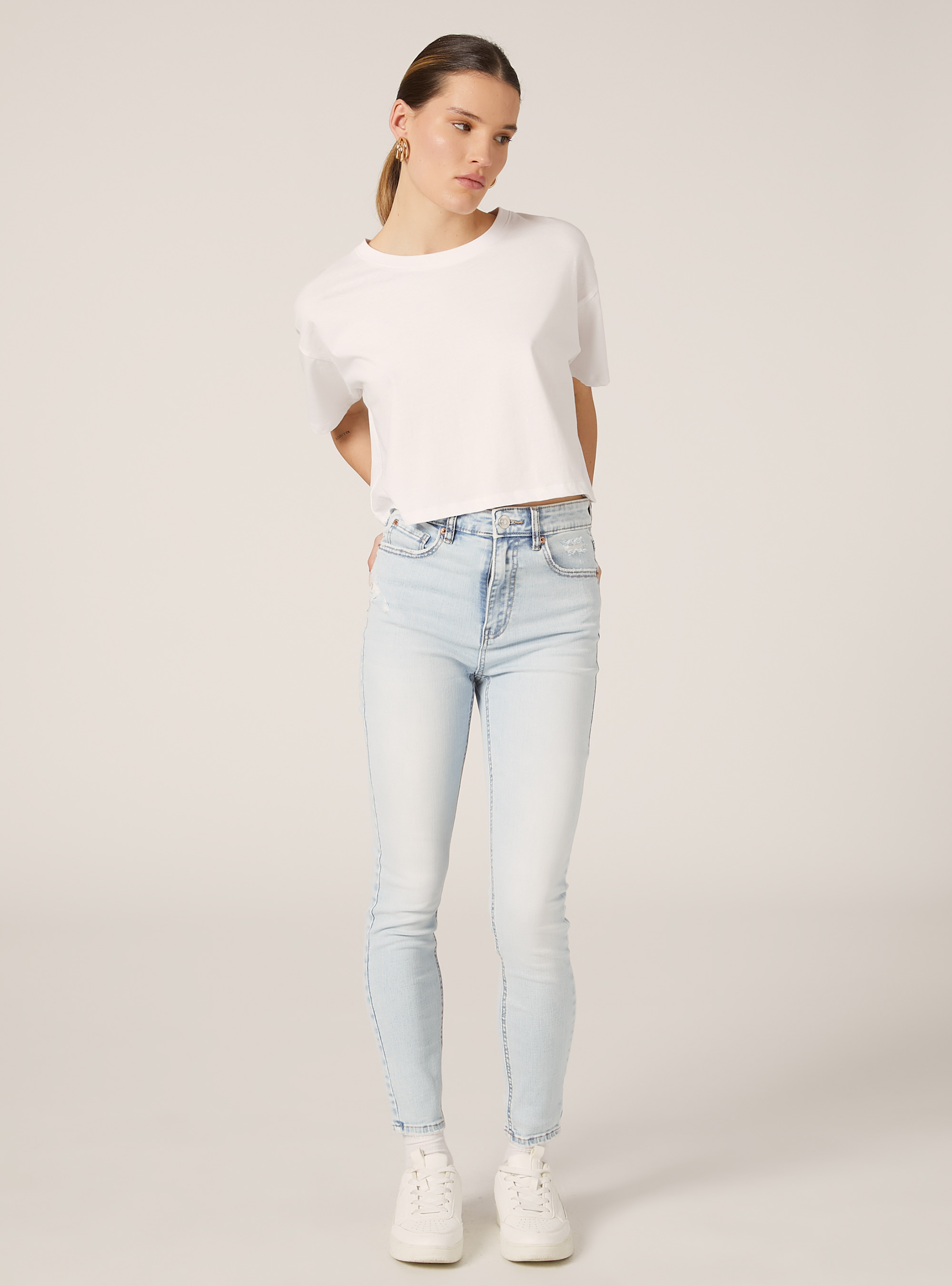 Vaqueros pitillo de cintura muy alta, D007 LIGHT AZURE