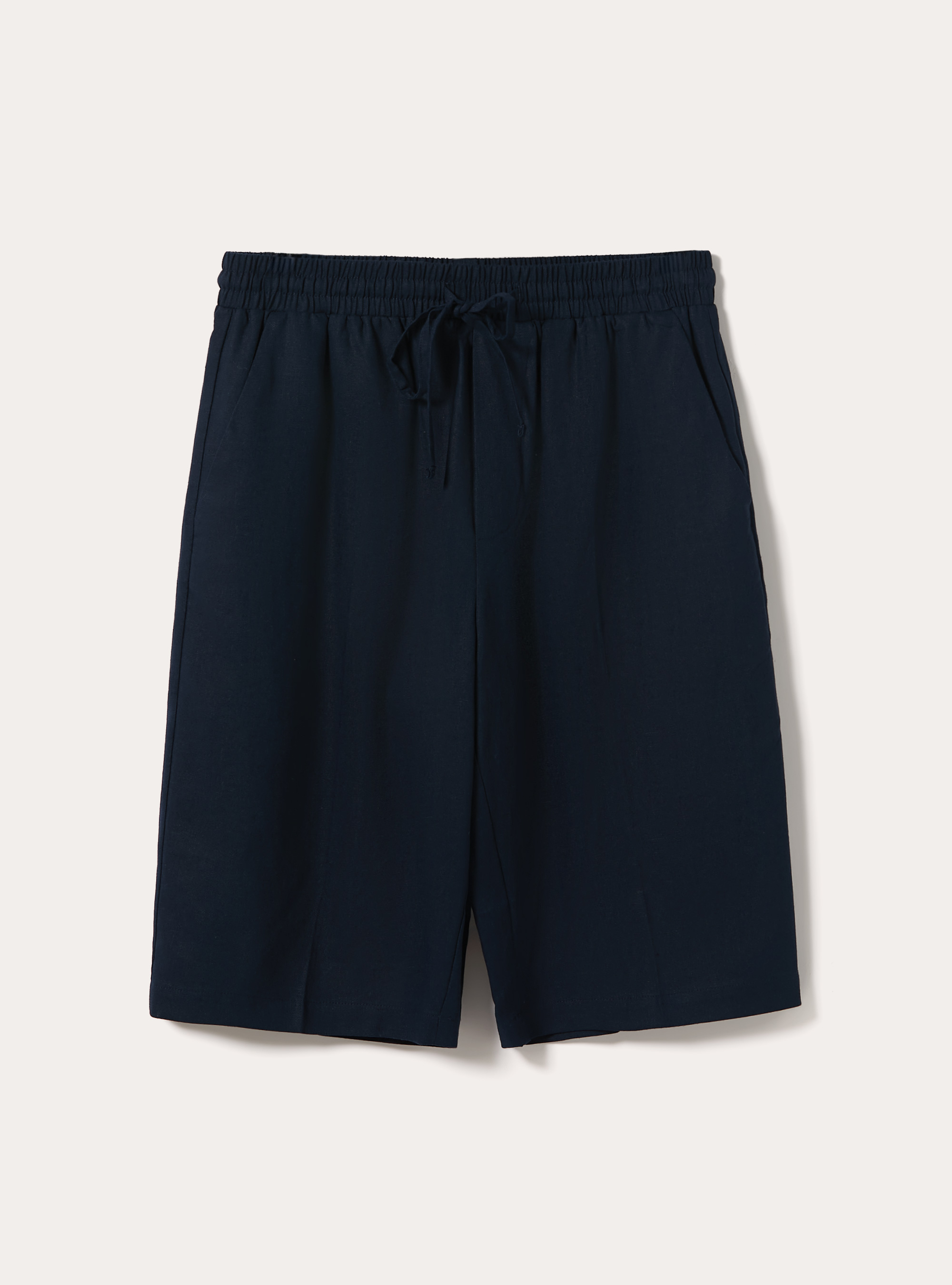 Linen Blend Bermuda Shorts, NA1 NAVY DARK