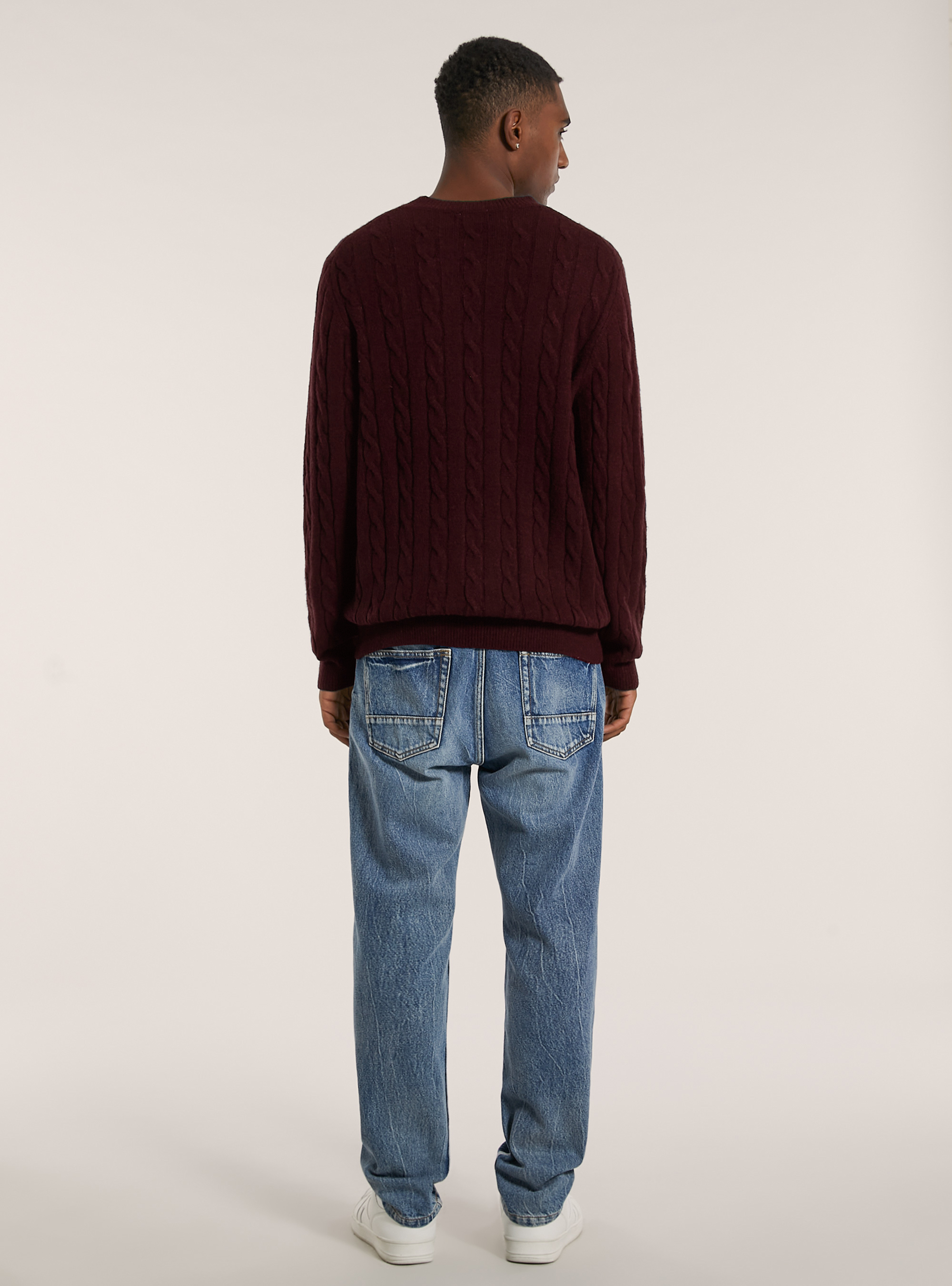 Pullover morbido a trecce, BO1 BORDEAUX DARK