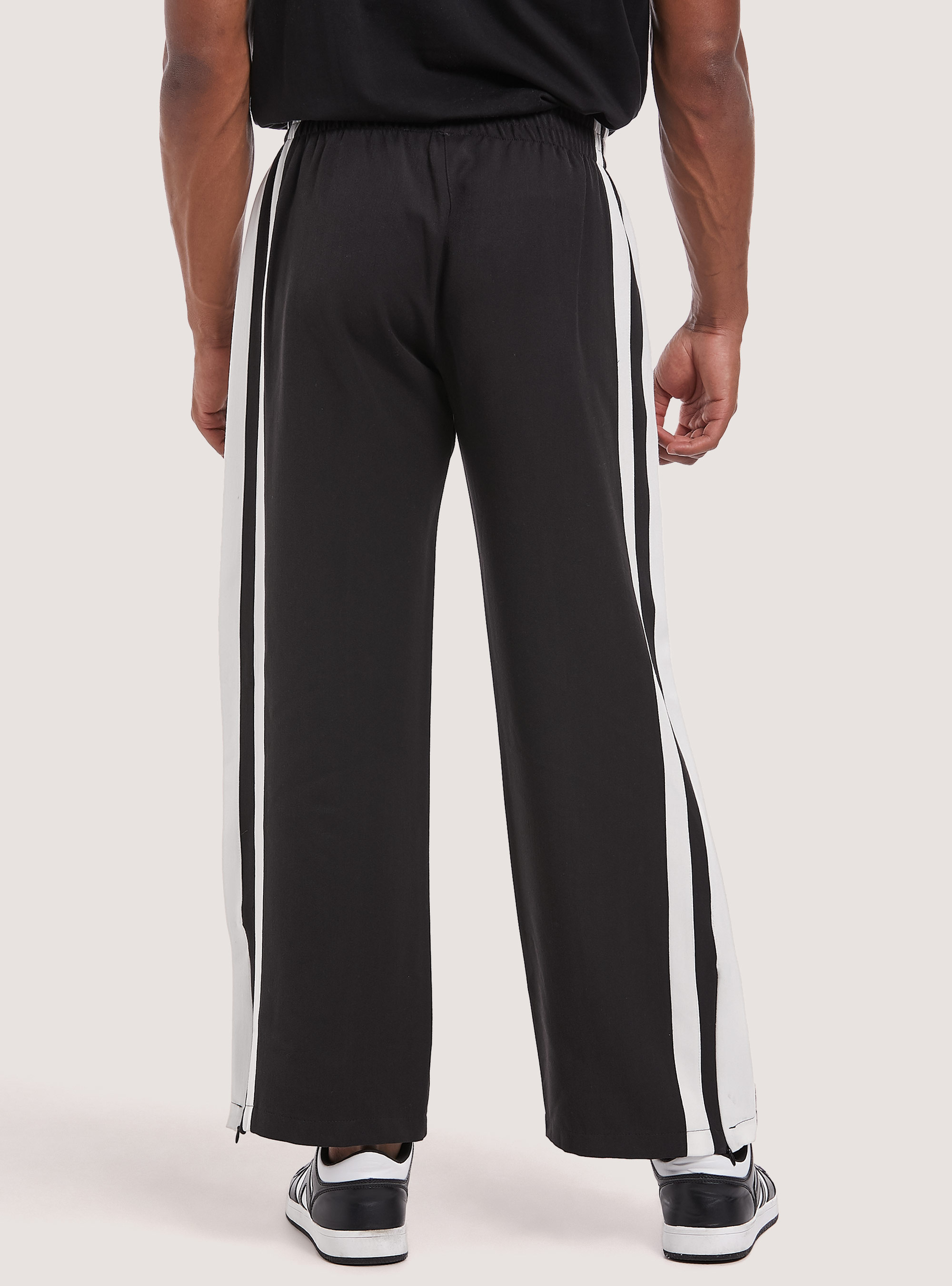 Jogger trousers with side bands, BK1 BLACK