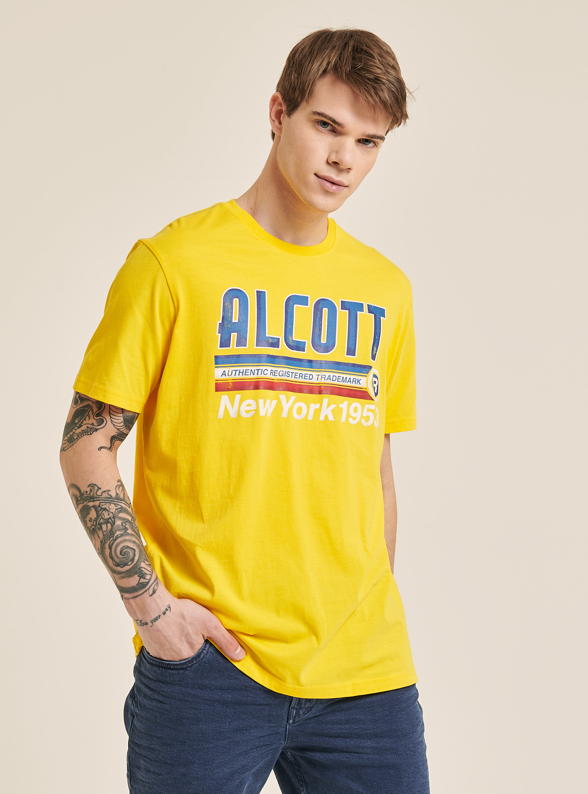 Logo print t-shirt, C7750 YELLOW