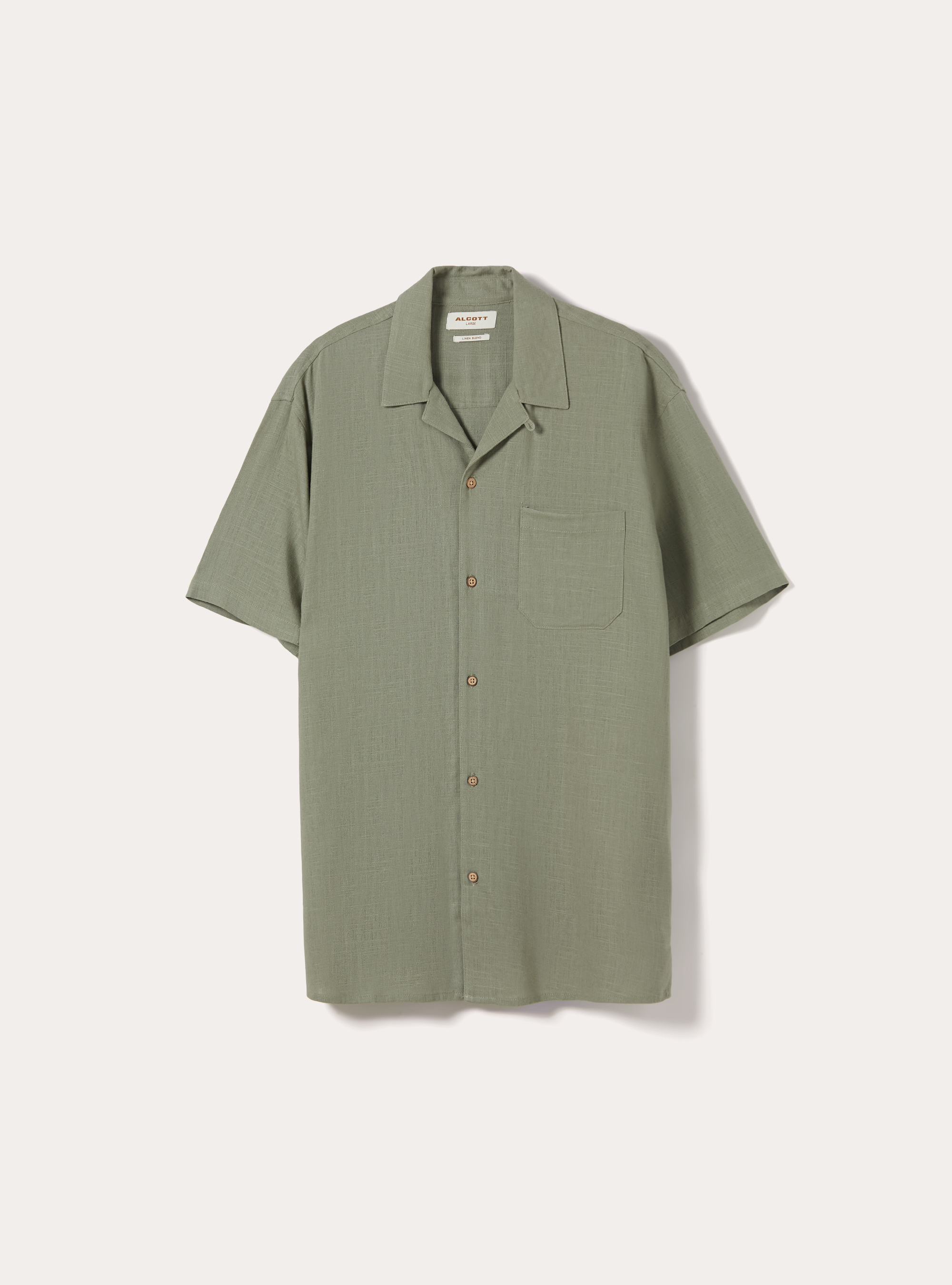 Camicia in misto lino con collo bowling, KAKY CHIARO