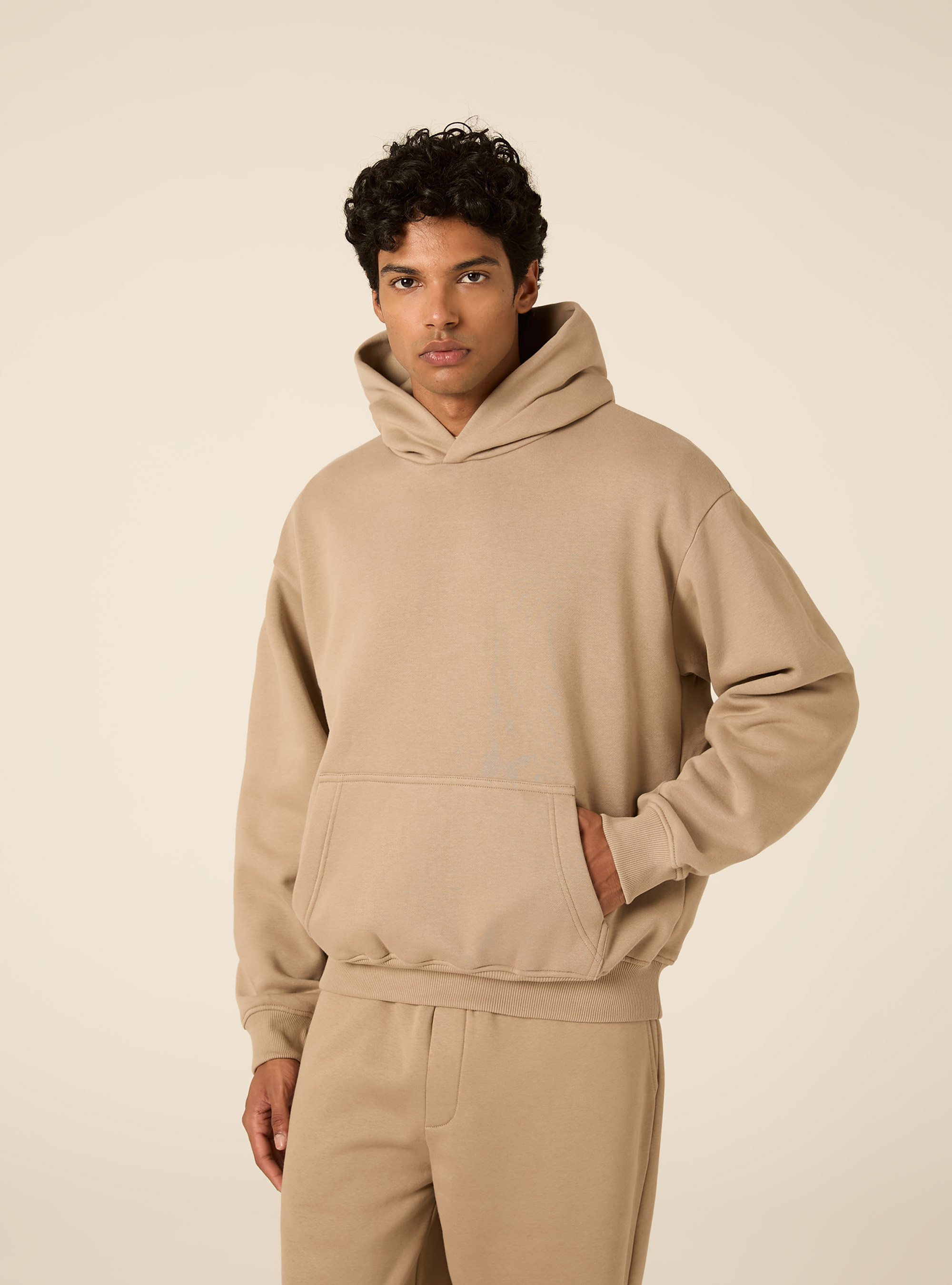 Felpa con cappuccio boxy fit, BG2 BEIGE MEDIUM