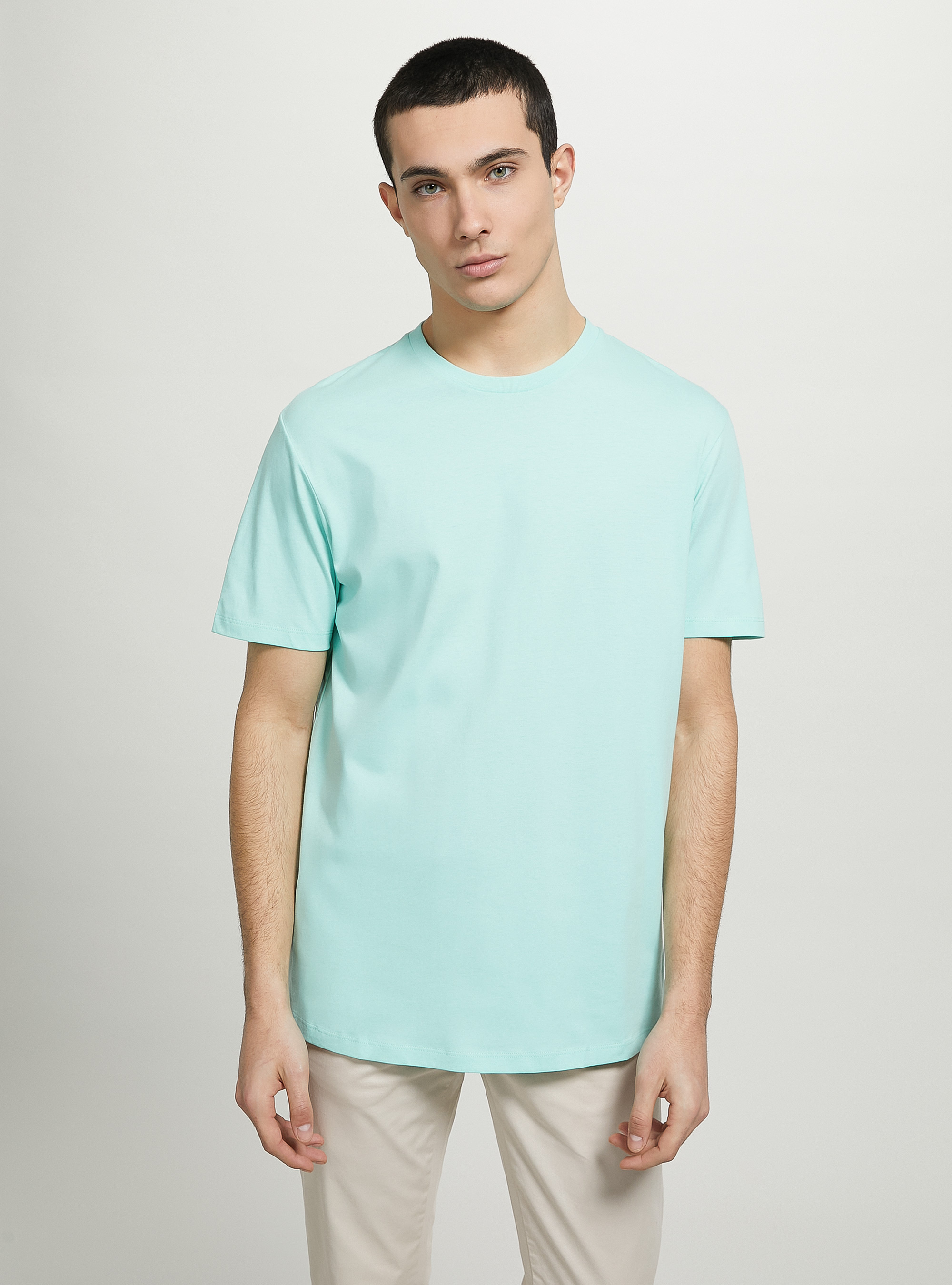Camiseta de algodón con cuello redondo, GA3 AQUA GREEN LIGHT
