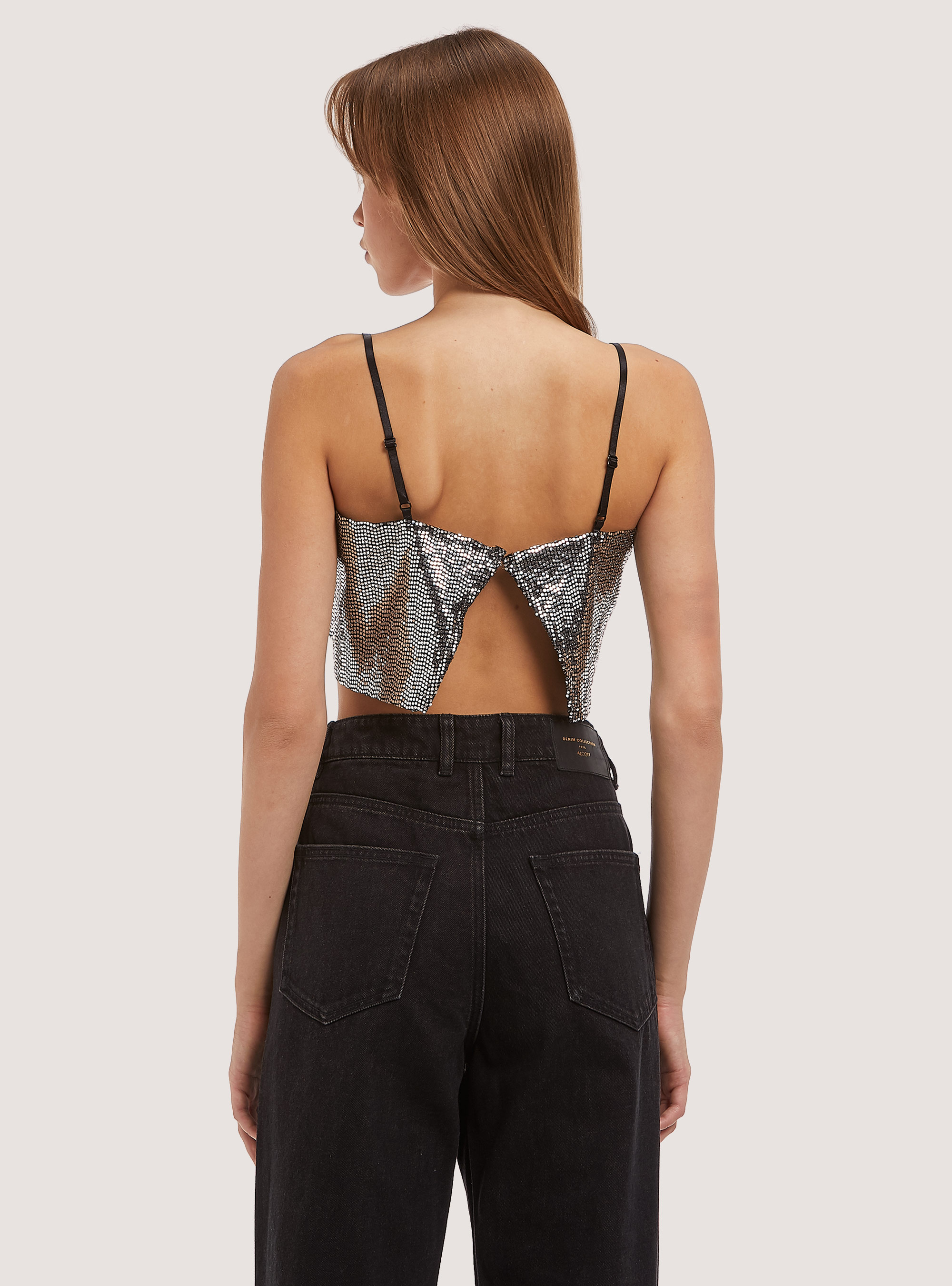 Top a fascia in paillettes, GY2 GREY MEDIUM