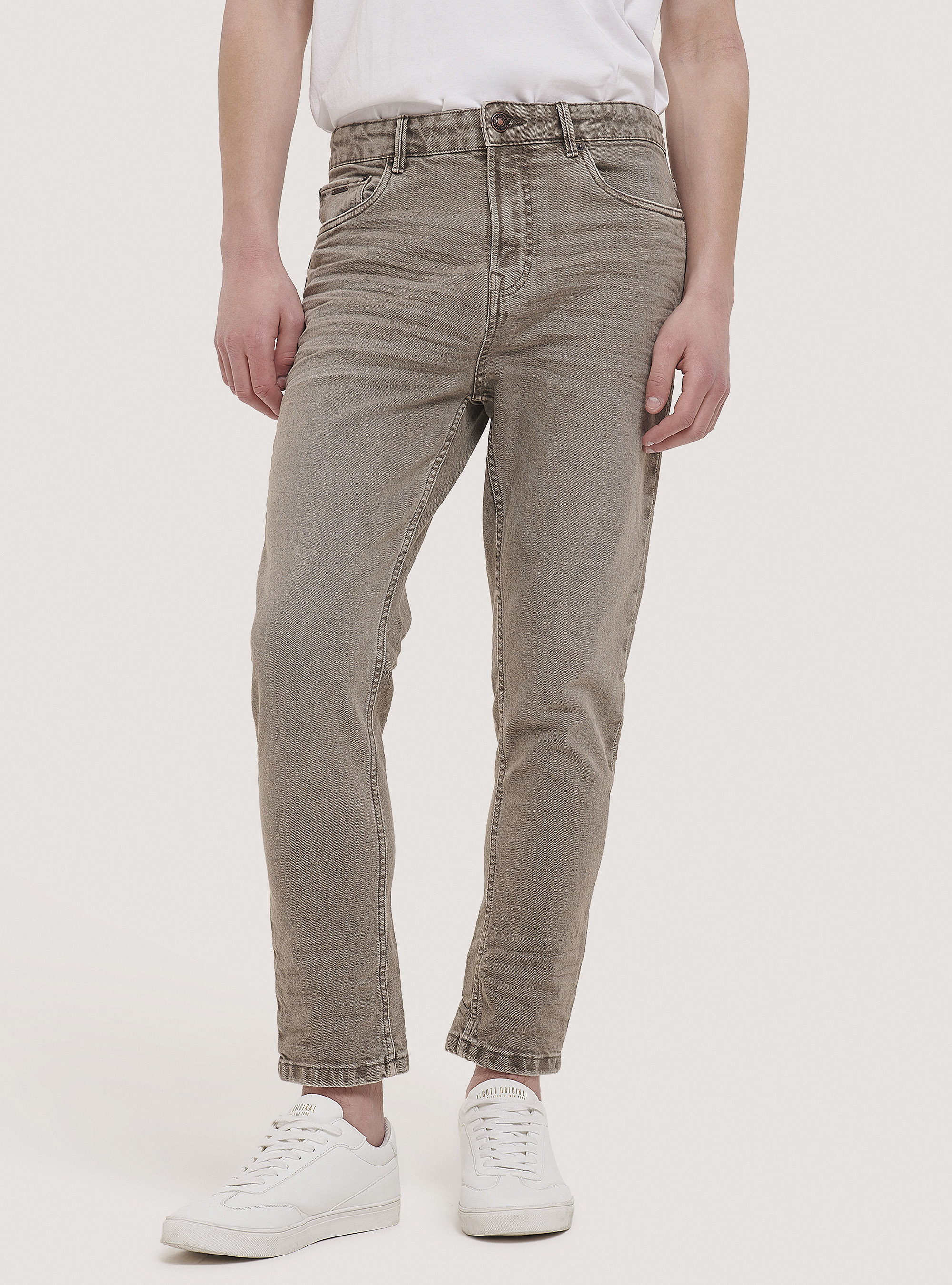 Stretch twill cotton trousers, C524 L.BROWN