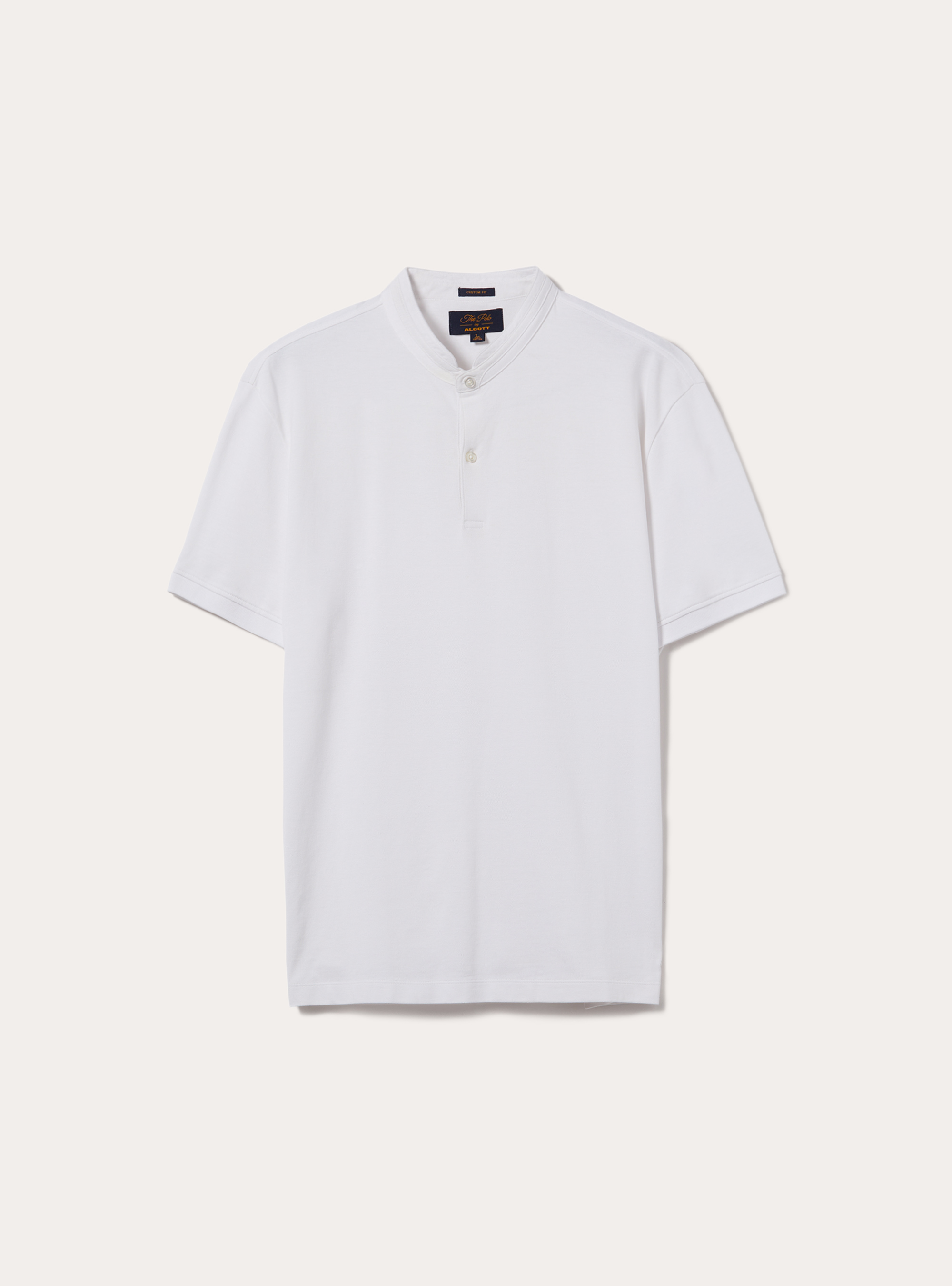 Mandarin Collar Cotton Polo Shirt, WH3 WHITE