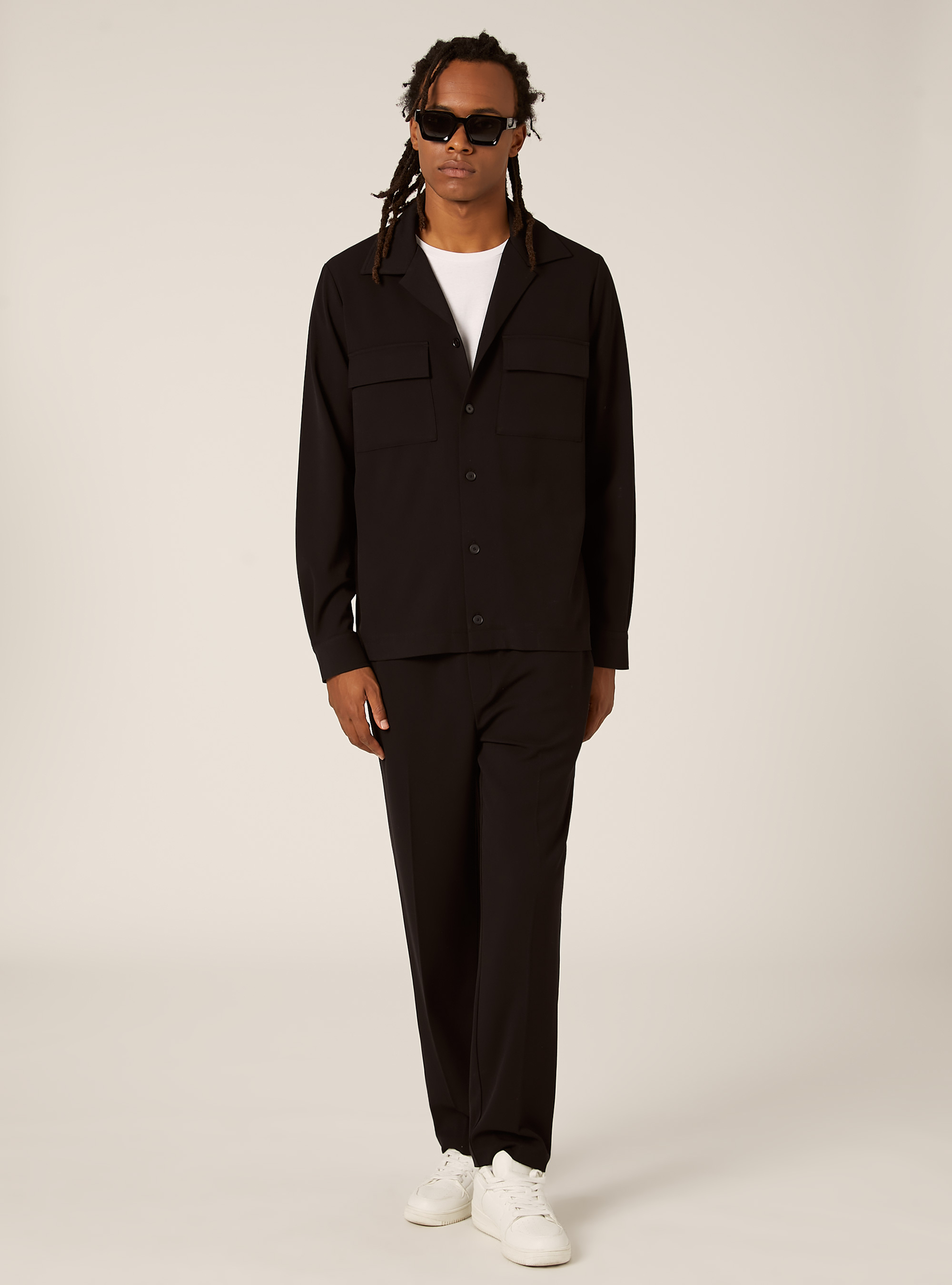 Twillhemd mit großen Taschen, BK1 BLACK