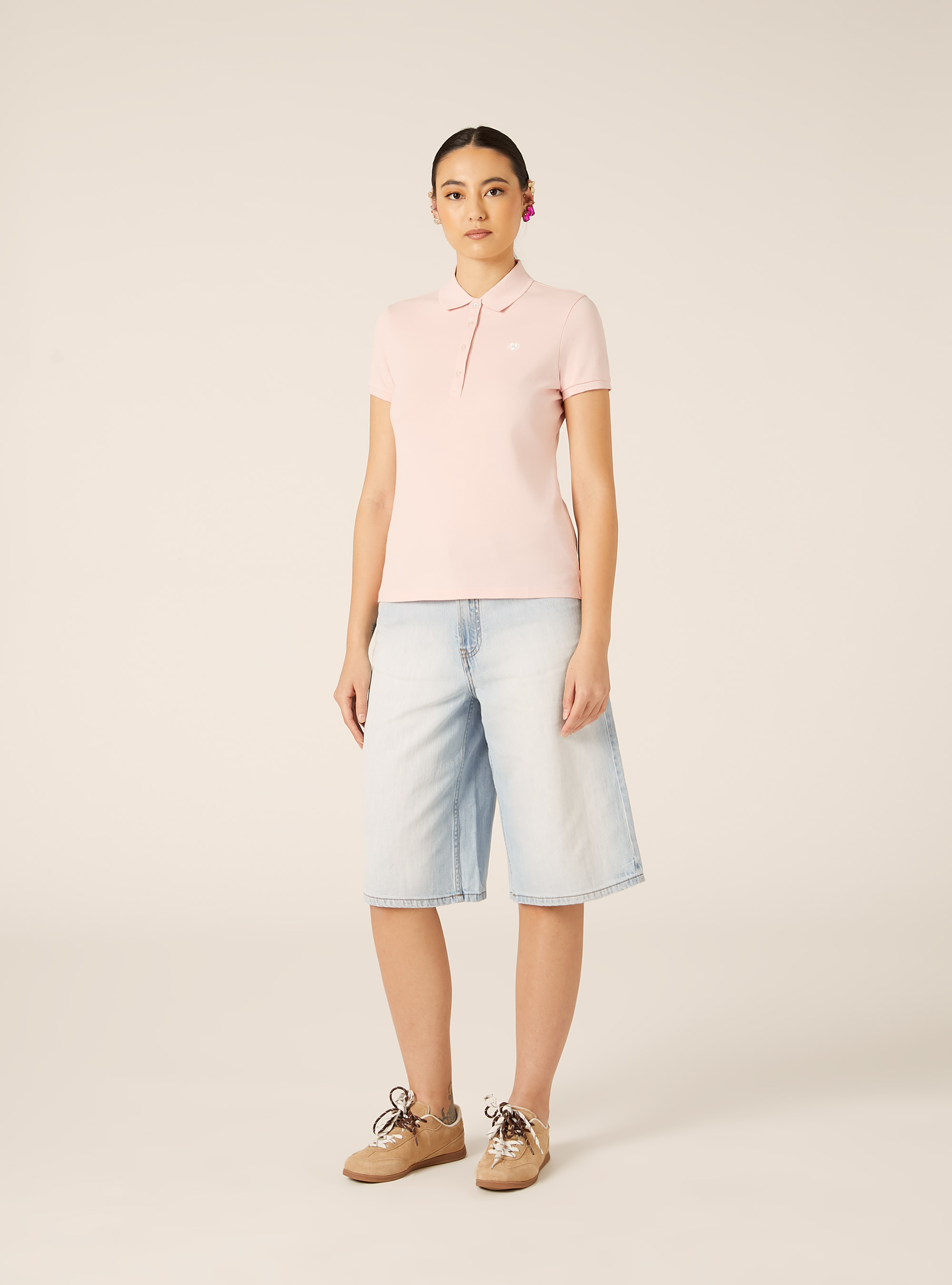 Polo Slim Fit avec Logo Brod&eacute;, PK3 PINK LIGHT