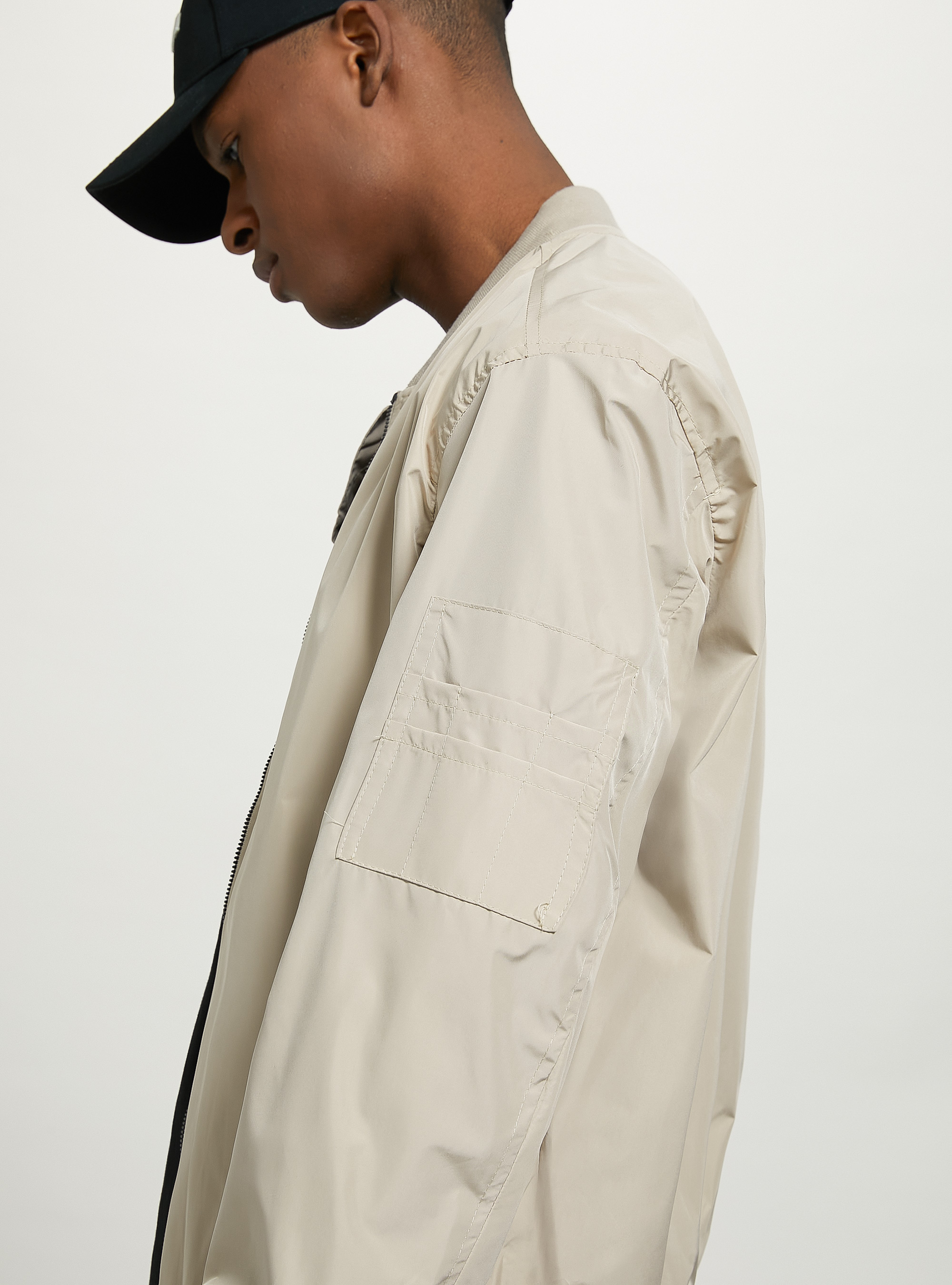 Windproof regular fit bomber jacket, BG3 BEIGE LIGHT