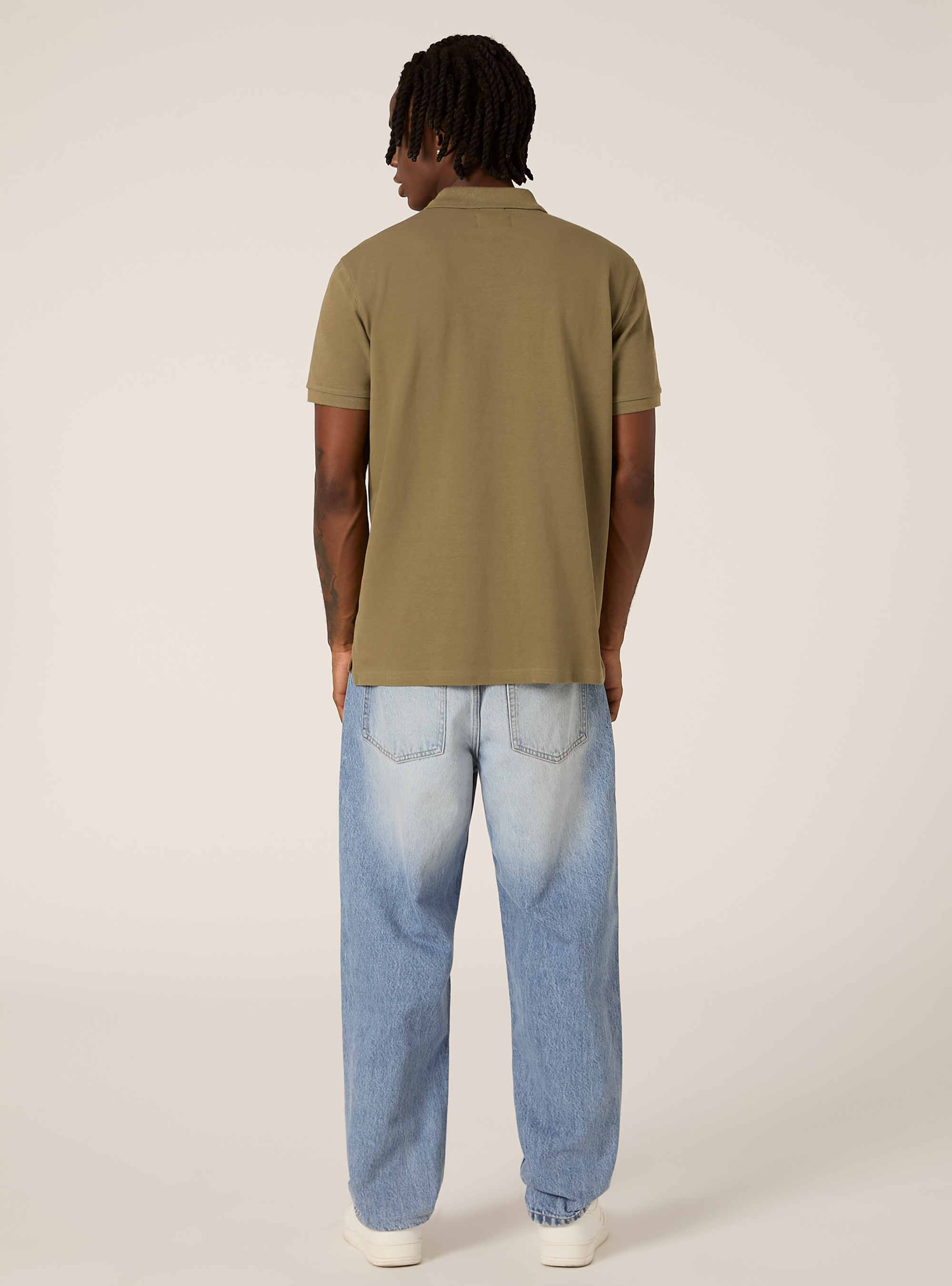 Cotton piqu&eacute; polo shirt with embroidery, KY2 KAKY MEDIUM