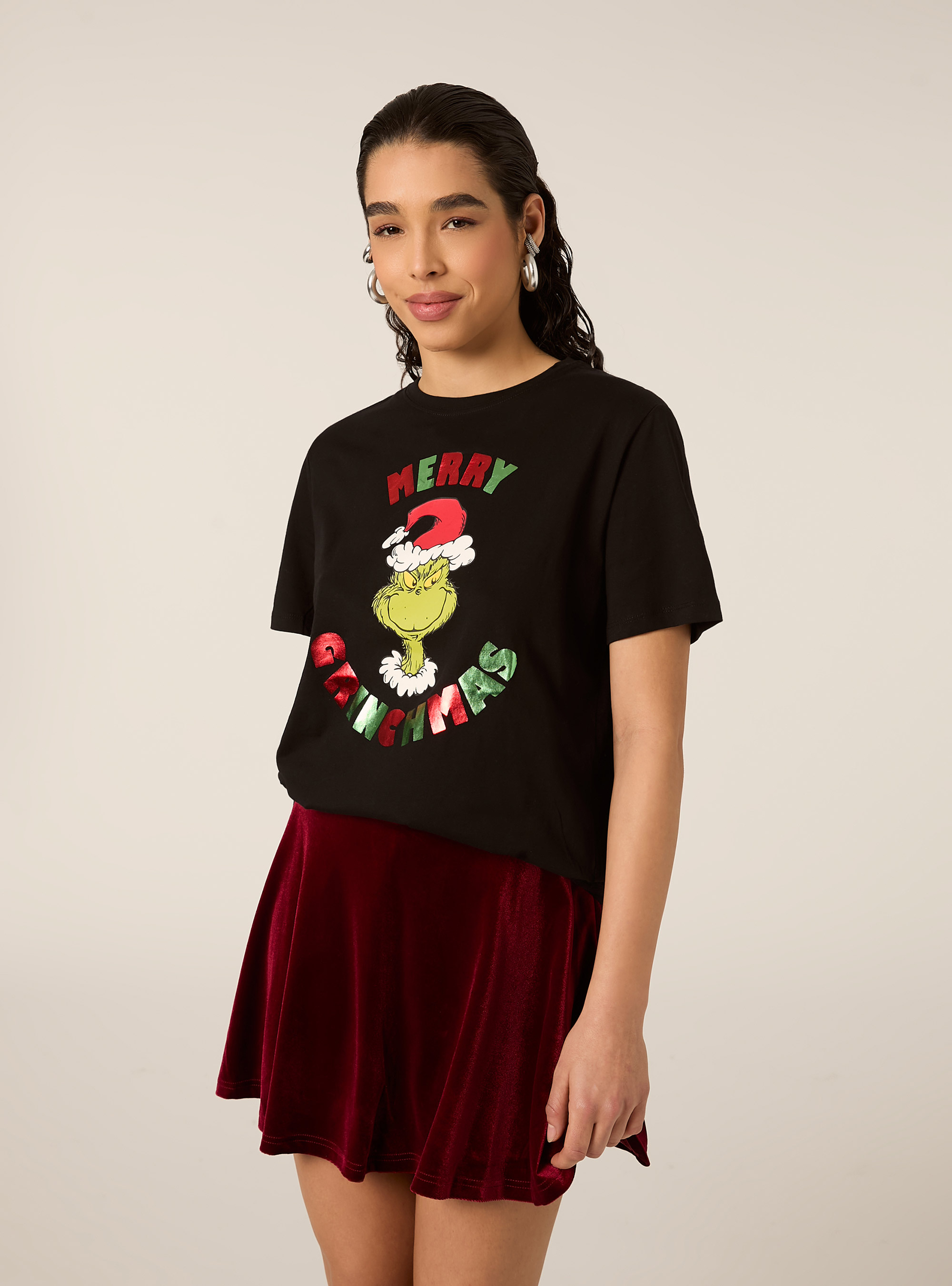 T-shirt regular licenza grinch, BK1 BLACK