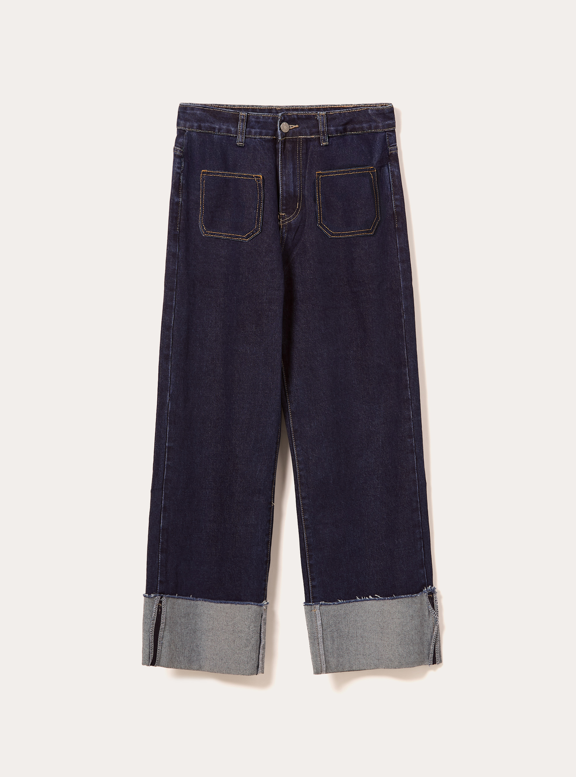 Jeans slim con risvolto al fondo, D001 DEEP BLUE