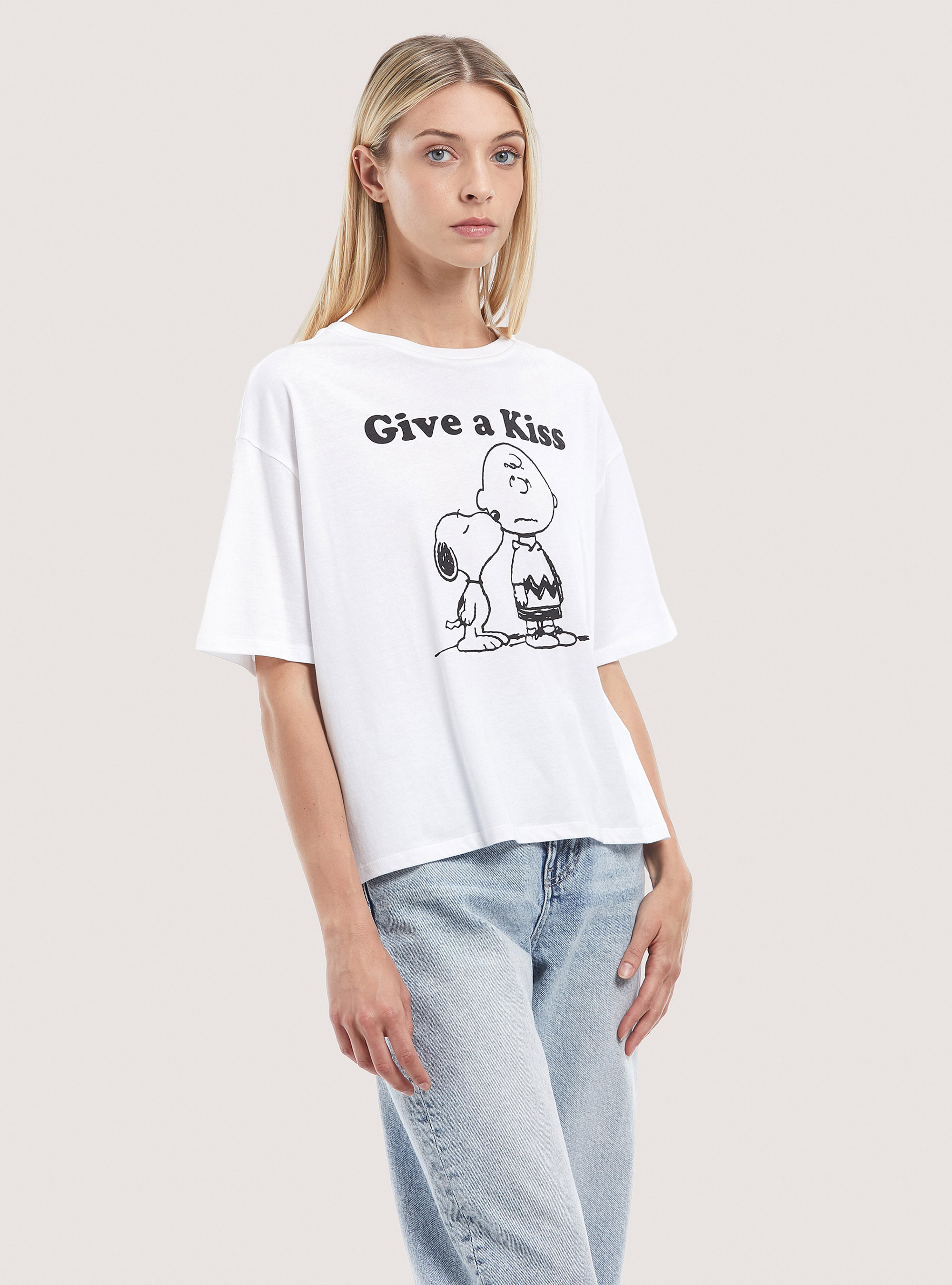 Camiseta recortada Peanuts x Alcott, BLANCO