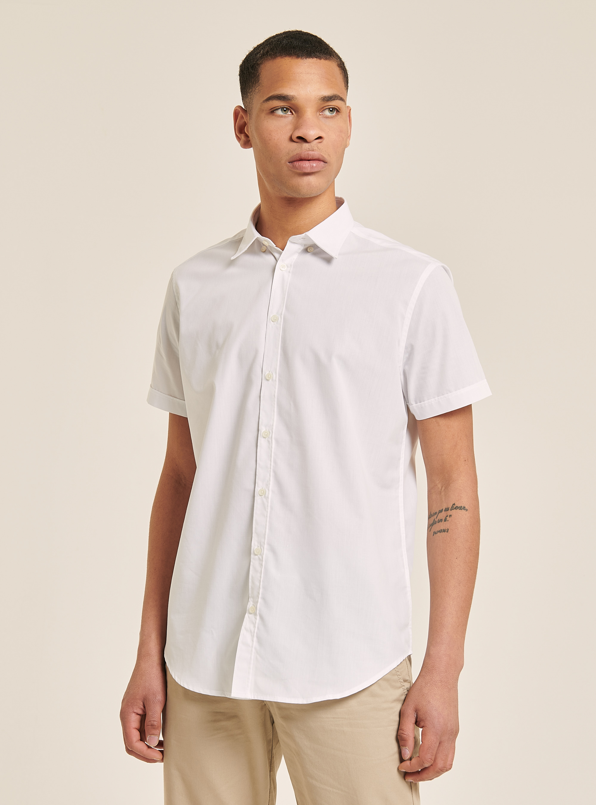 Short-sleeved shirt, WHITE