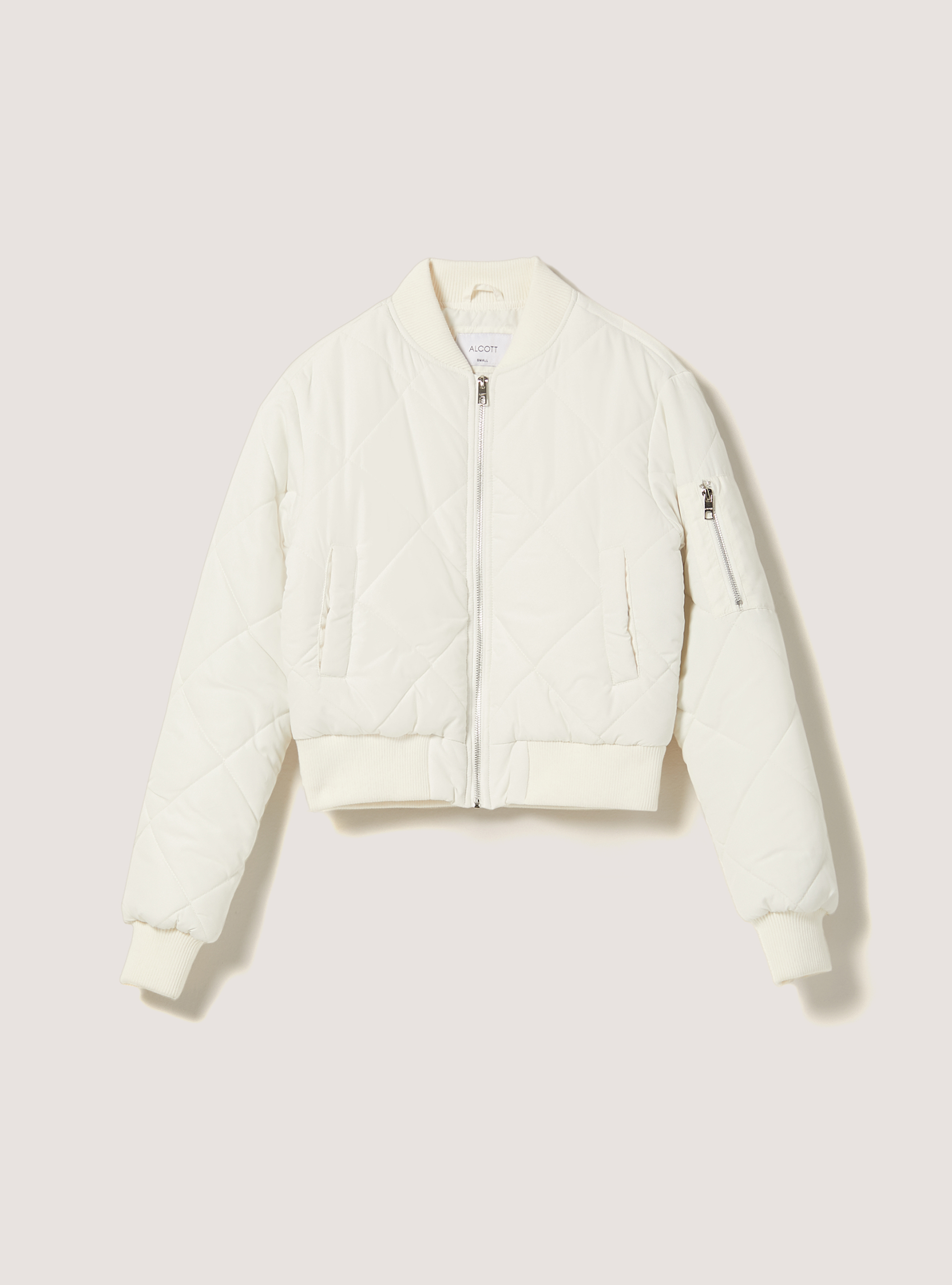 Cropped bomber jacket with recycled padding, WH2 WHITE