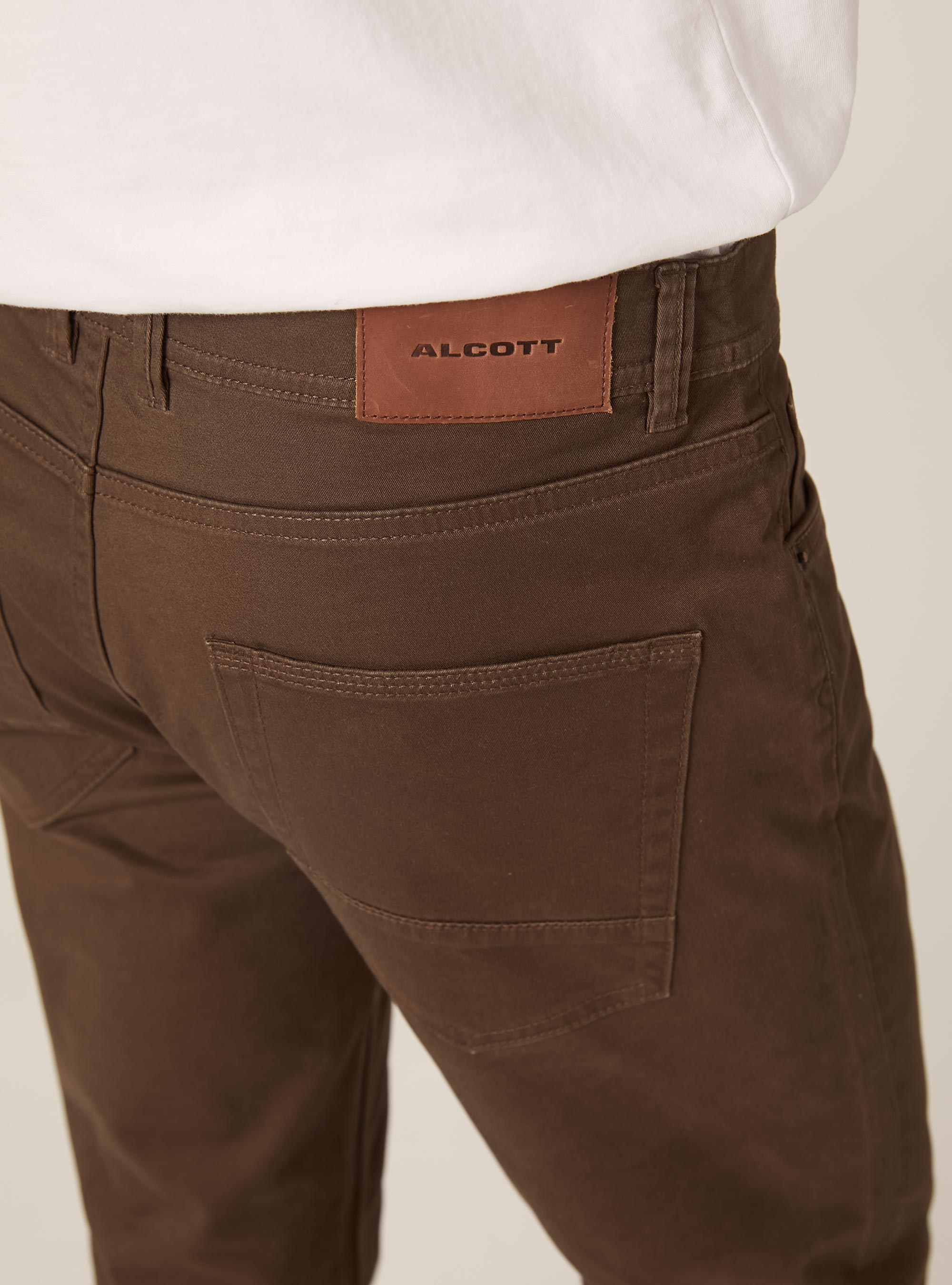 Pantalones pitillo de algodón, BR2 BROWN MEDIUM