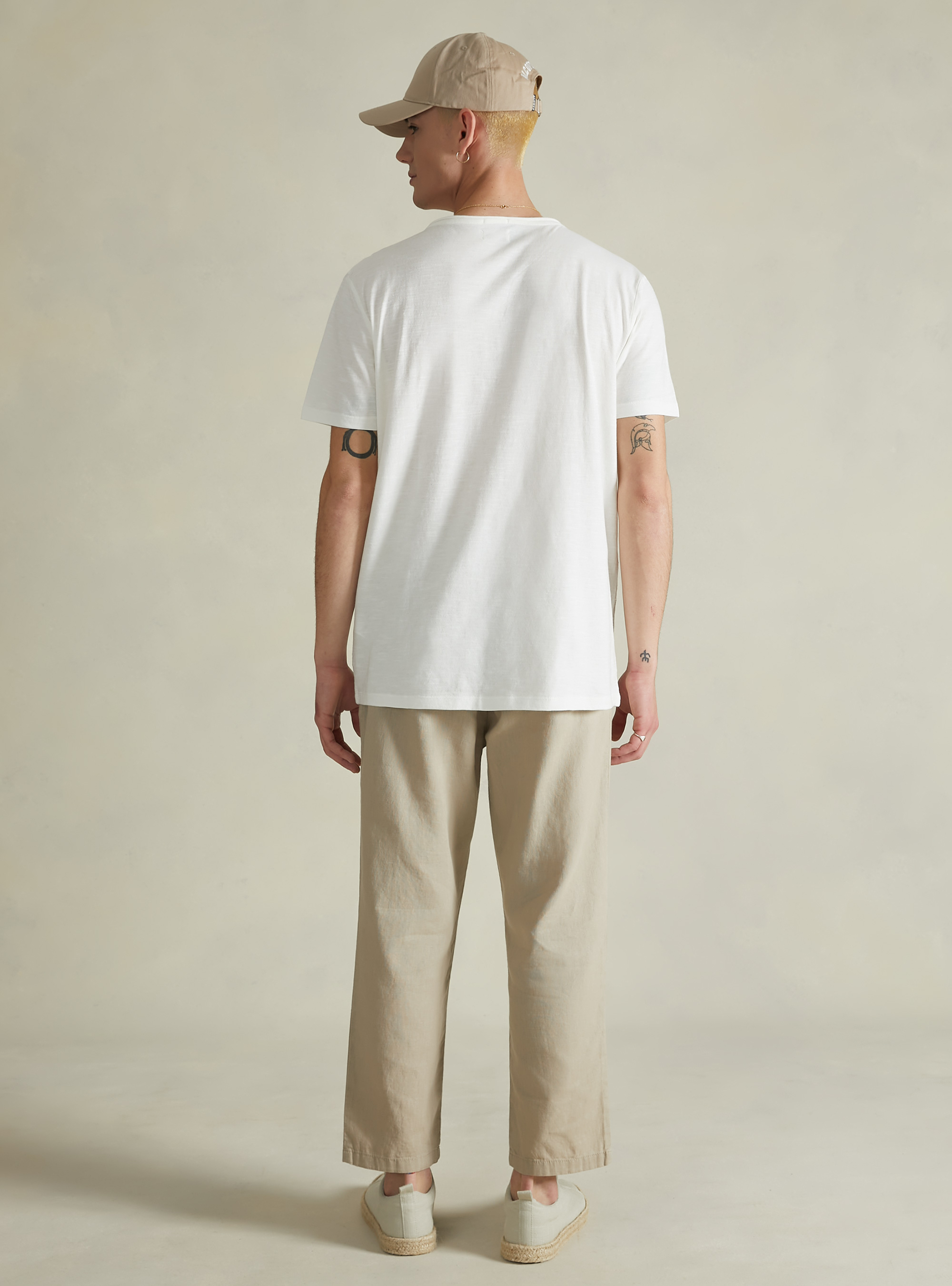 Linen blend V-neck T-shirt, WH2 WHITE