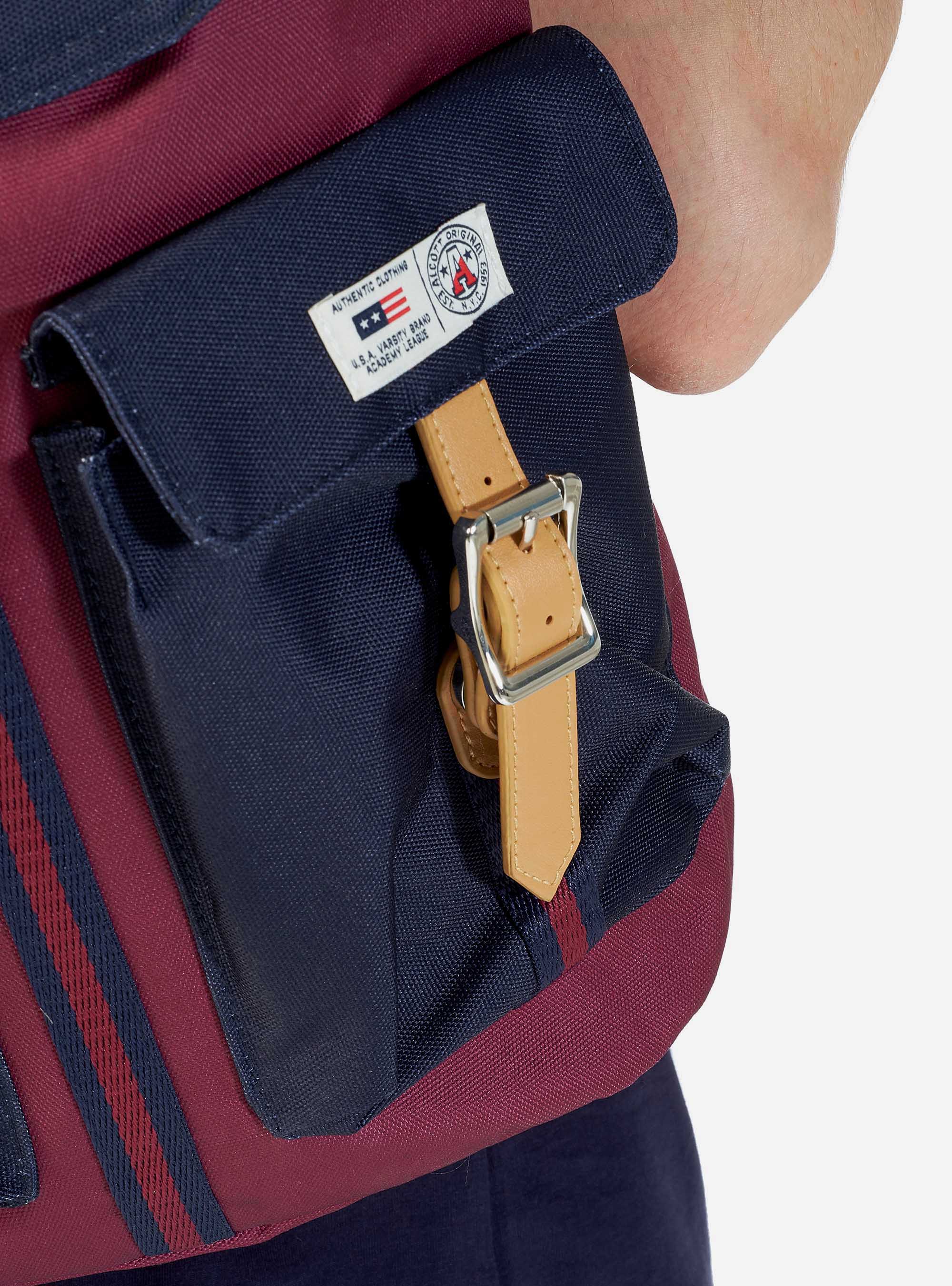 Sac à dos avec poches et fermetures en faux cuir, C758 BORDEAUX