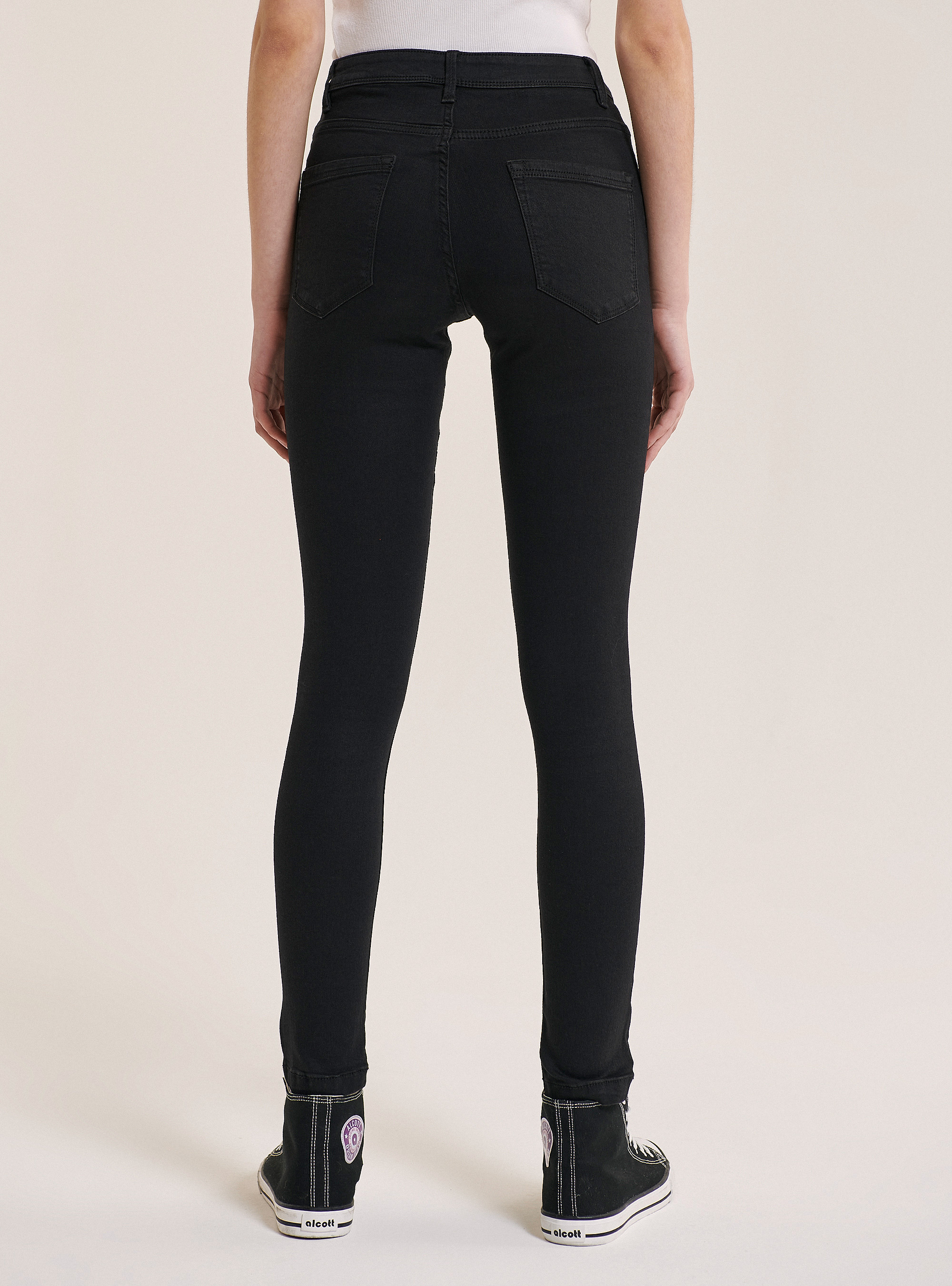 Jeans super skinny a vita alta comfort fit, NERO