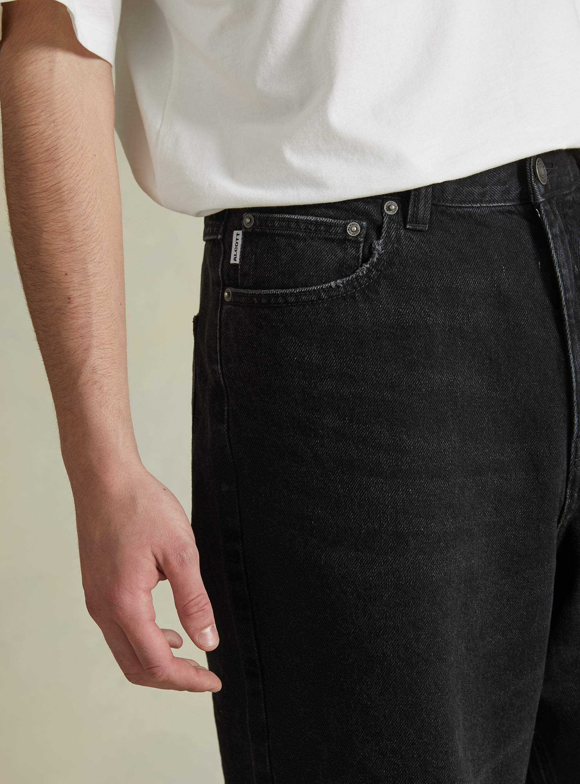 Bermuda loose fit en denim, D000 BLACK