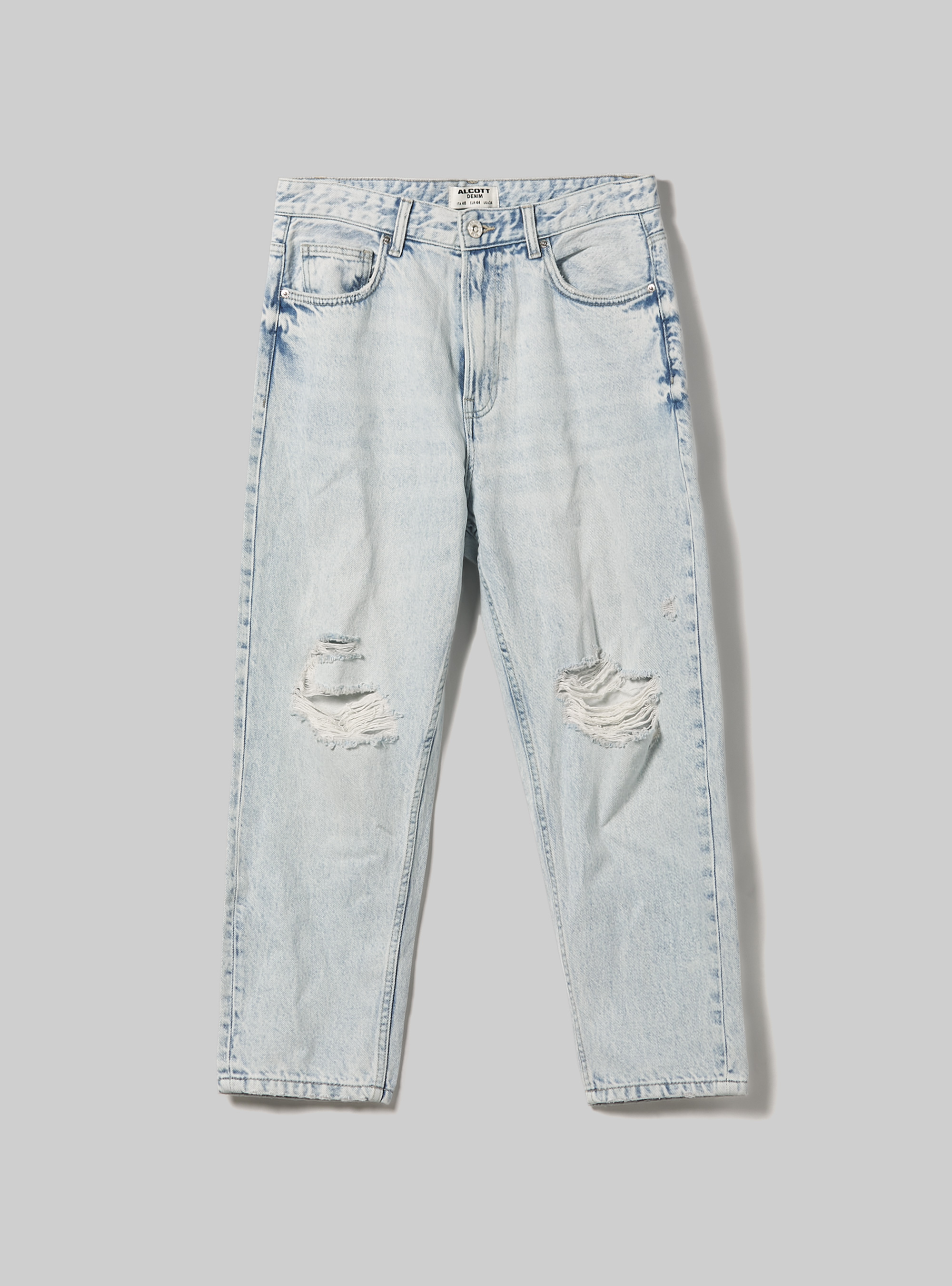 Jeans amples avec d&eacute;chirures, D007 LIGHT AZURE