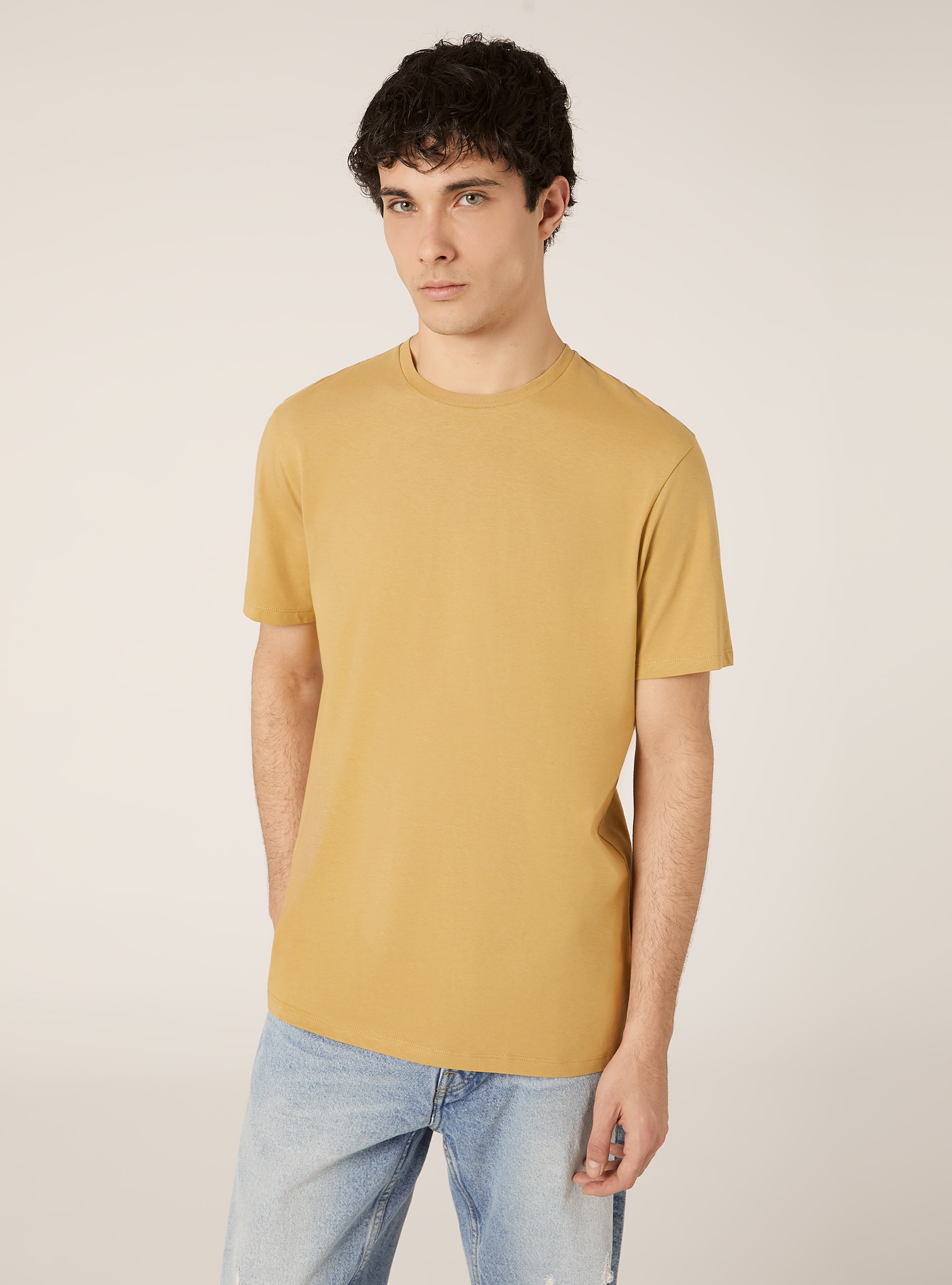 Cotton crew neck t-shirt, SE2 SENAPE MEDIUM