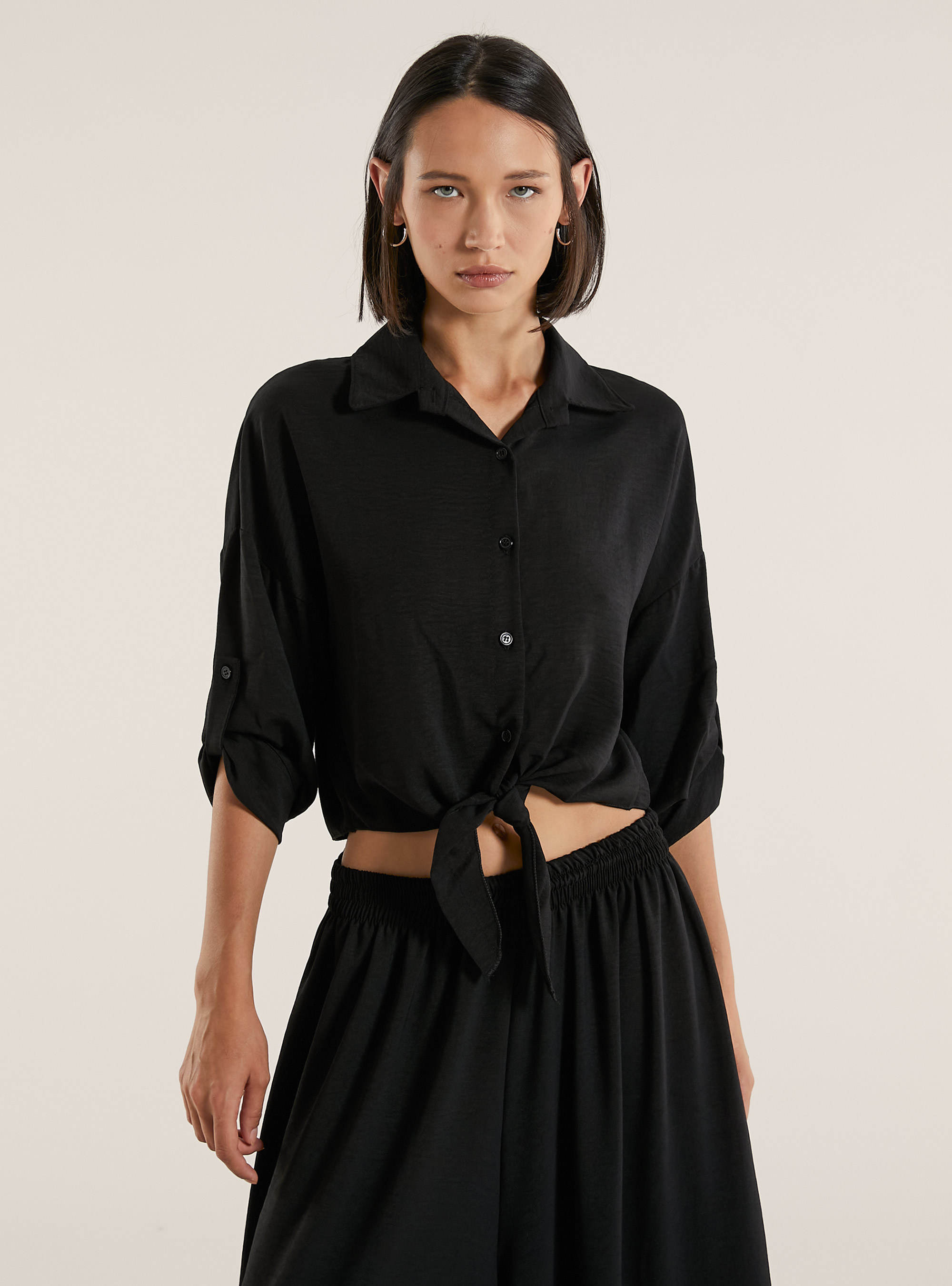 Camicia con nodo, BK1 BLACK