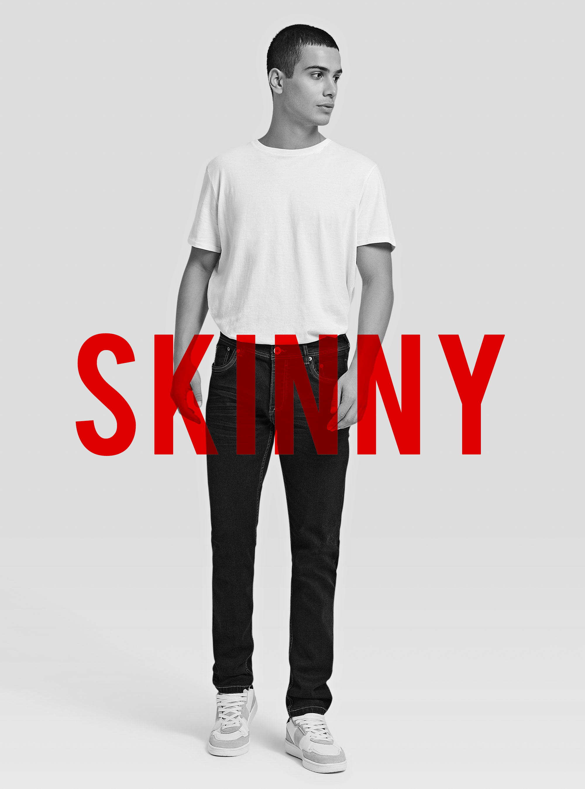 Pantalones vaqueros ajustados y elásticos, AZUL MARINO