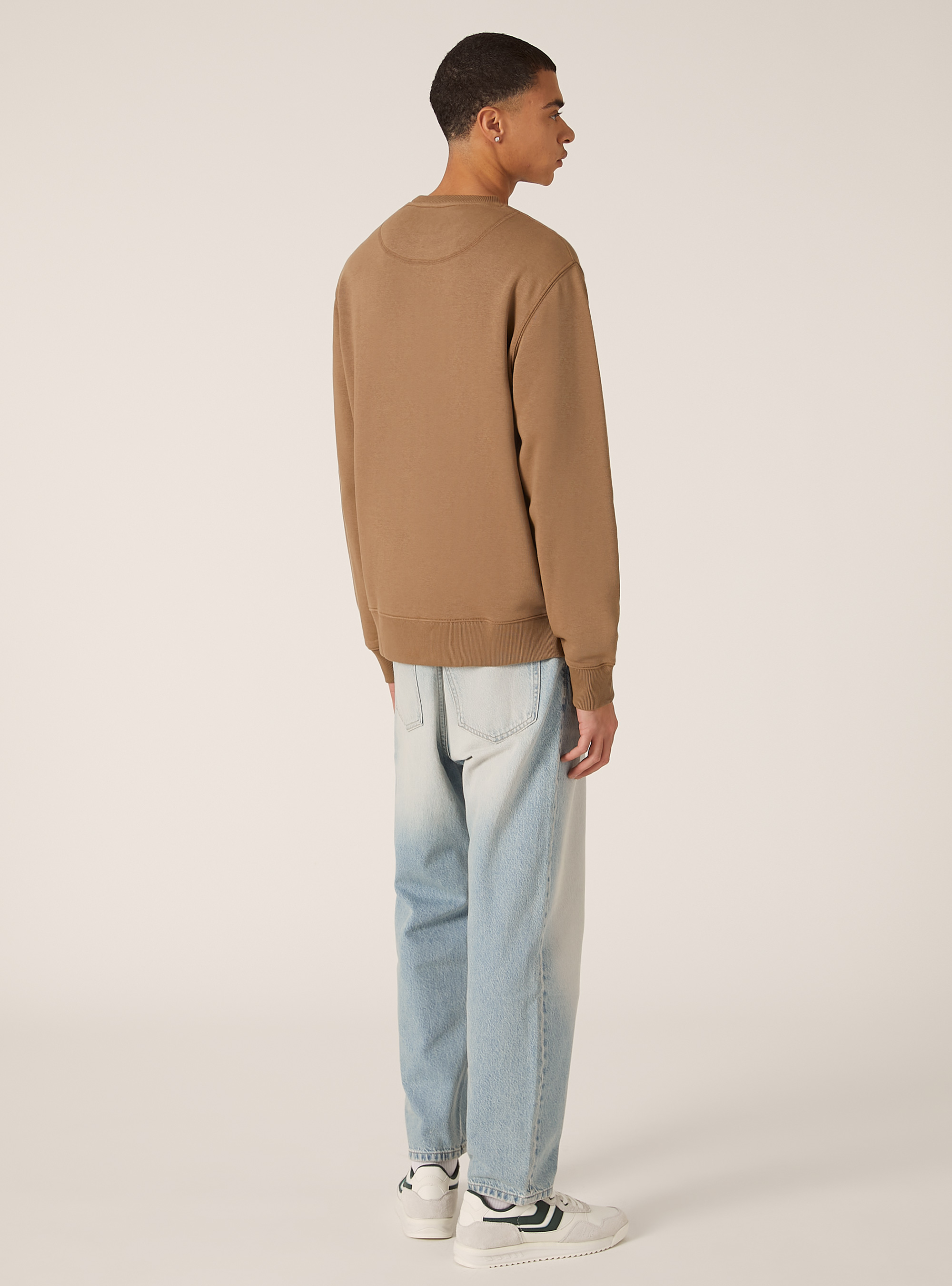 Sudadera de cuello redondo en color liso, BR2 BROWN MEDIUM