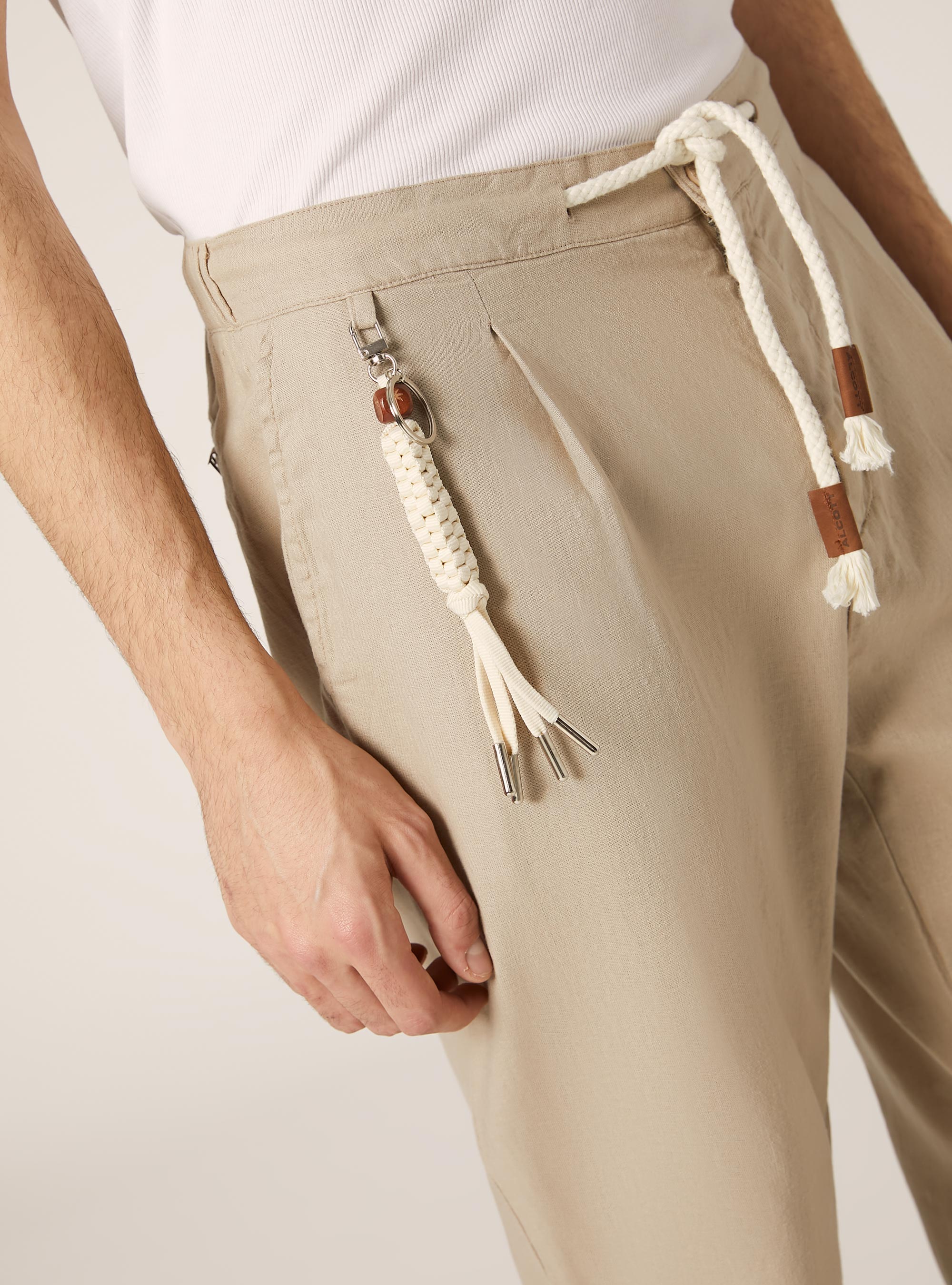 Pantalon de jogging en lin m&eacute;lang&eacute;, BG3 BEIGE LIGHT