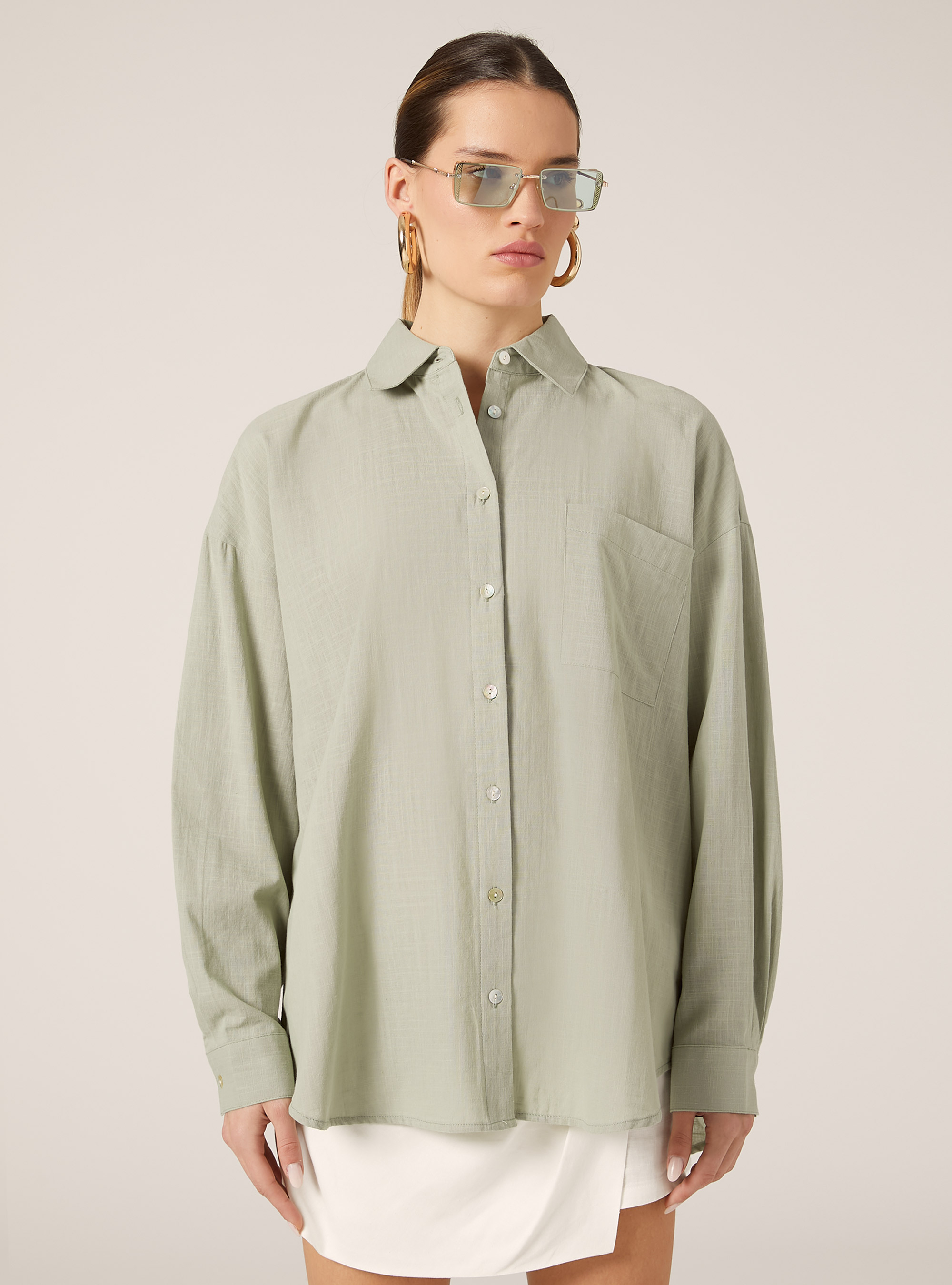 Camisa oversize con bolsillo, SG3 SAGE LIGHT