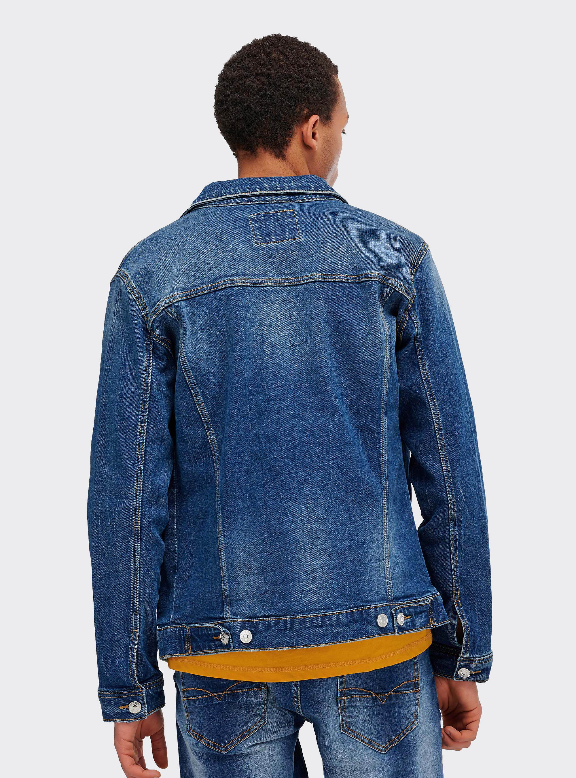 Giubbino denim regular fit, AZZURRO