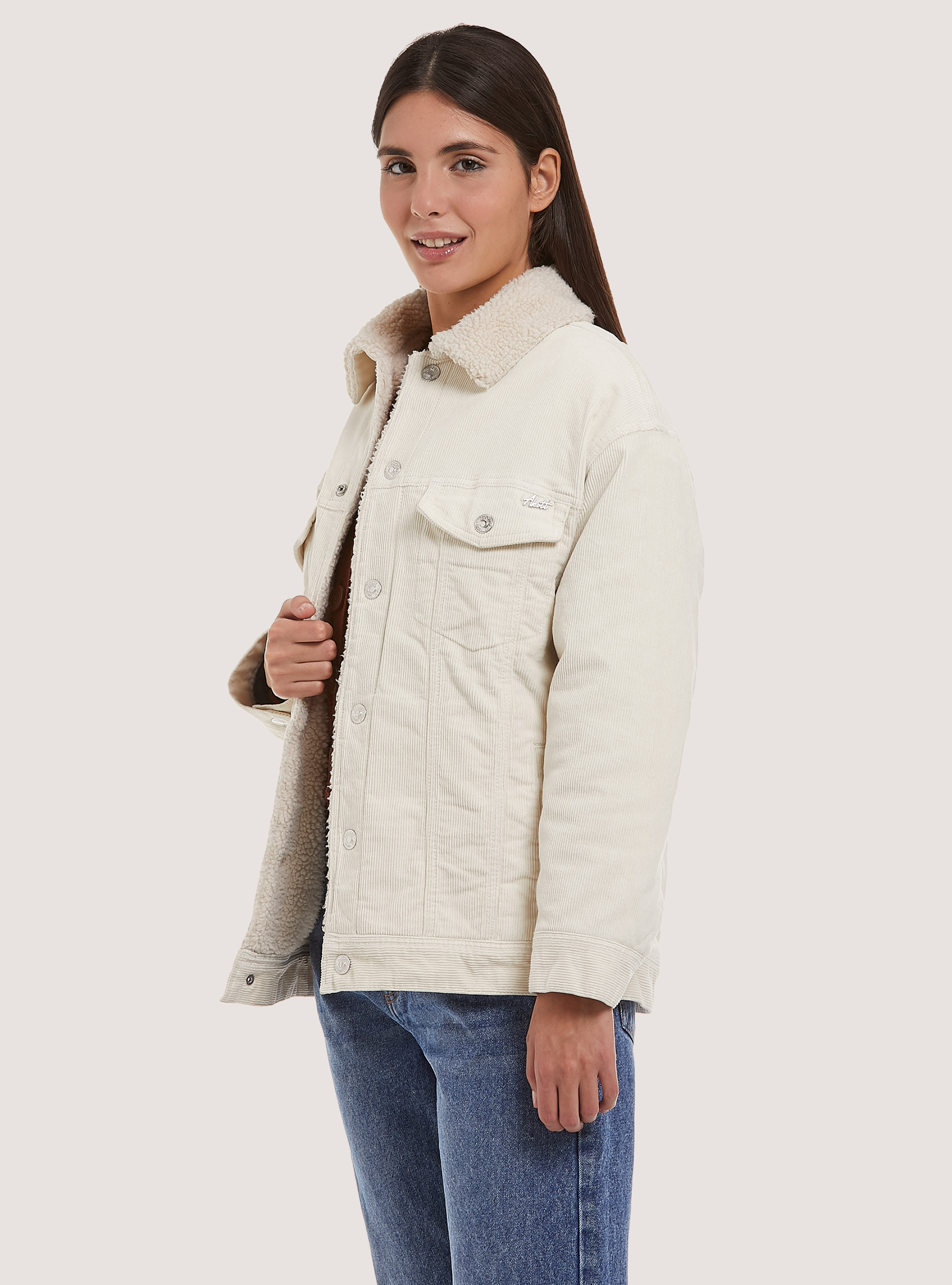 Veste de camionneur avec doublure en peluche, WH1 OFF WHITE