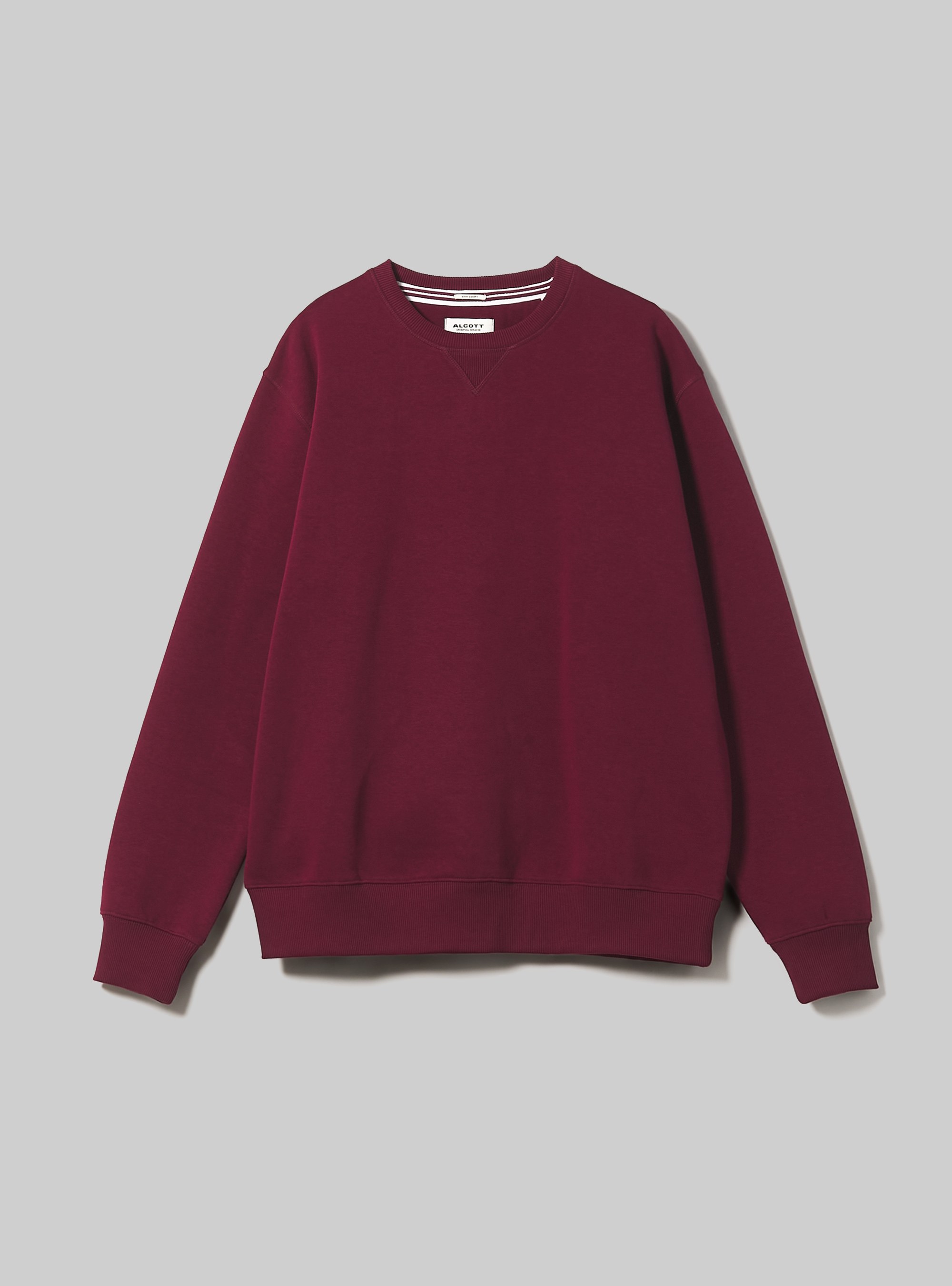 Sweat à col ras du cou de couleur unie, BO1 BORDEAUX DARK