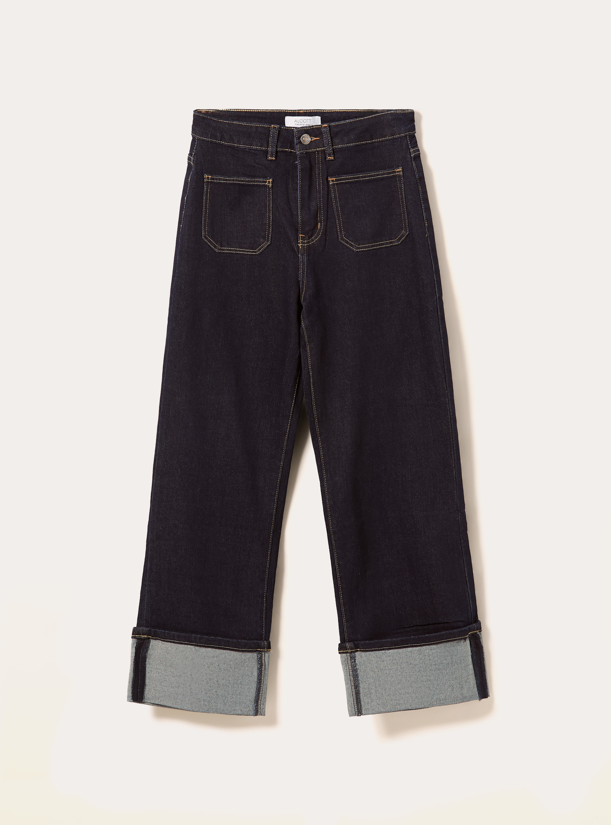 Jeans slim con risvolto al fondo, D001 DEEP BLUE