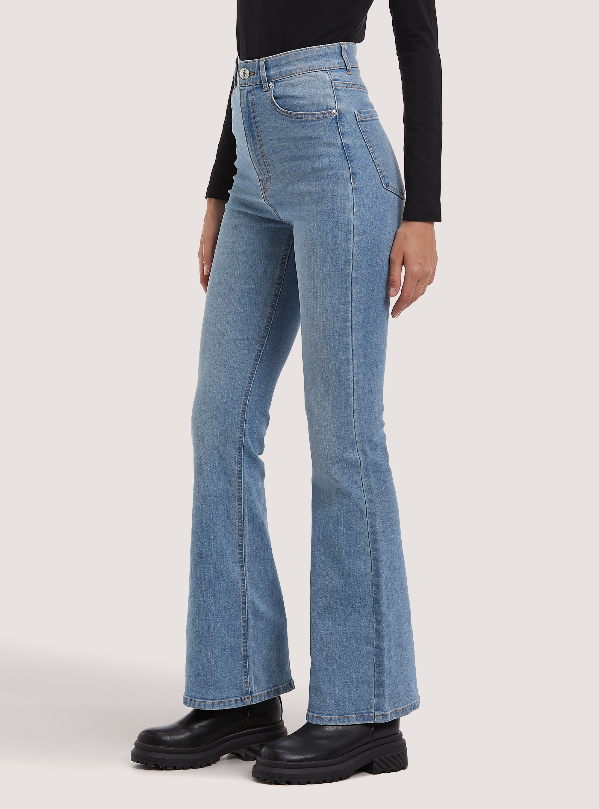 Stretch denim flare jeans, D006 AZURE