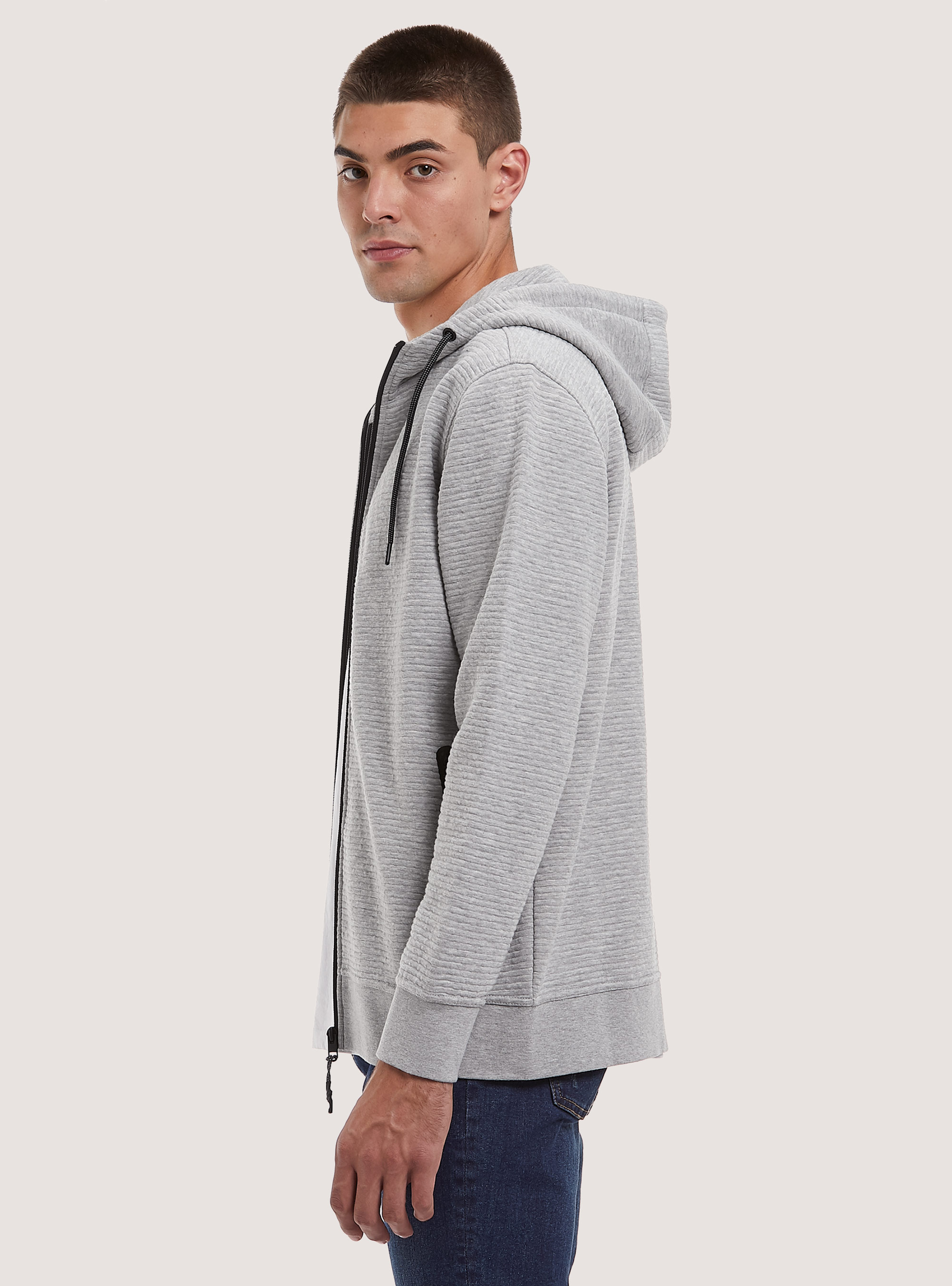 Sweatshirt with zip and hood, MGY2 GREY MEL MEDIUM