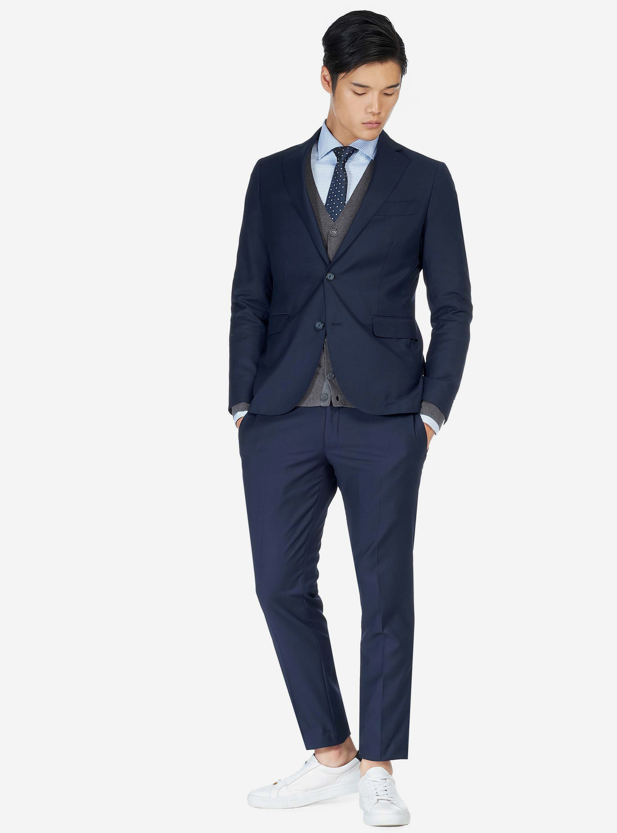 Costume couleur unie 2 boutons, C218 BLUE NAVY