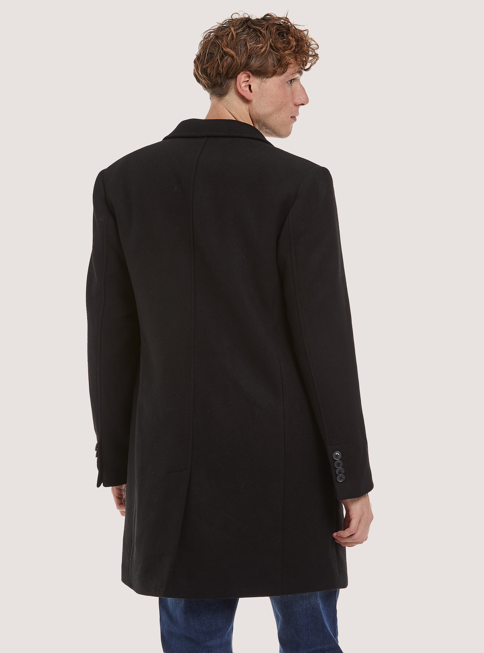 Single breasted wool blend coat, BK1 BLACK