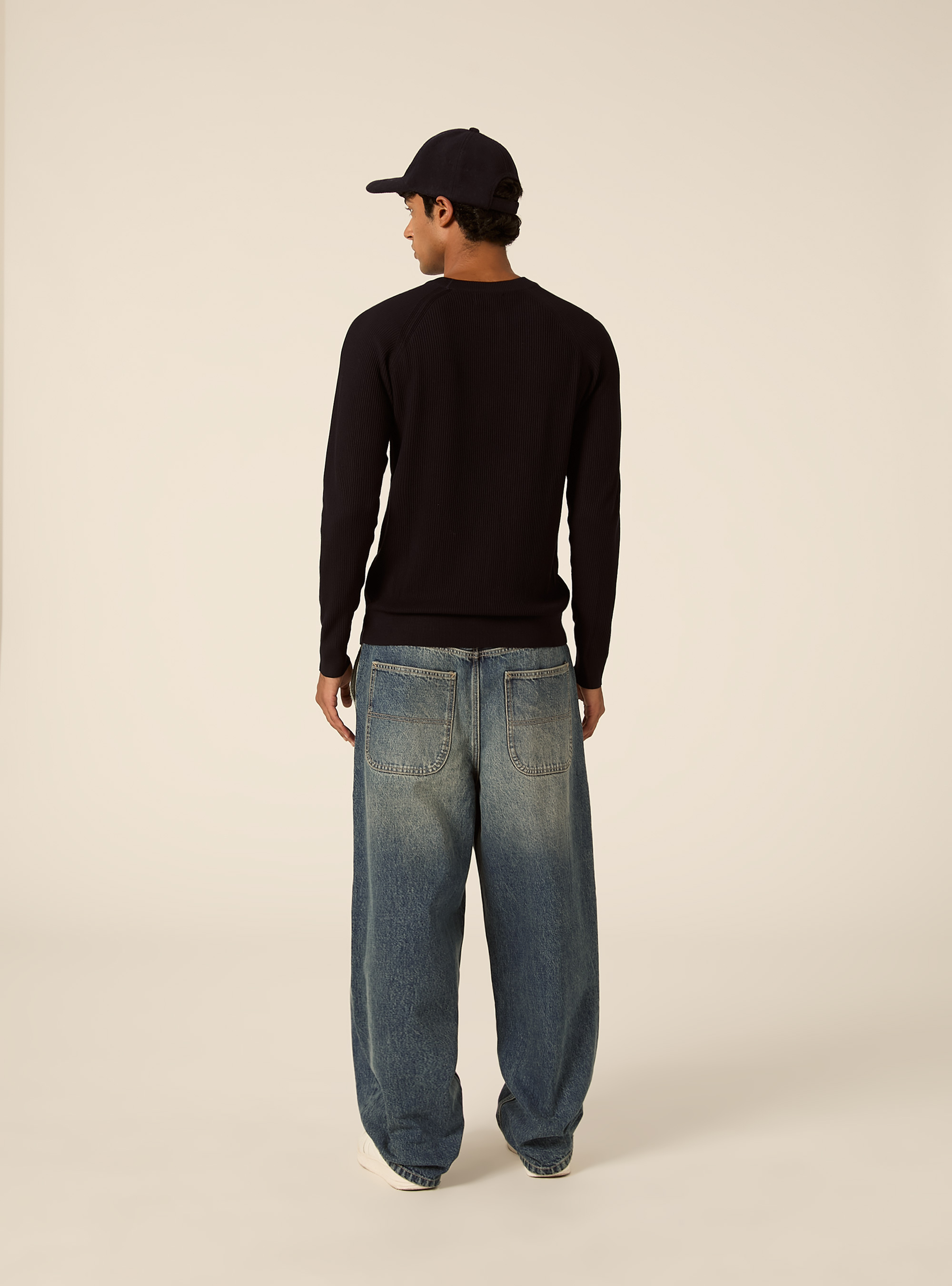 Maglia girocollo in misto cotone regular fit, NA1 NAVY DARK