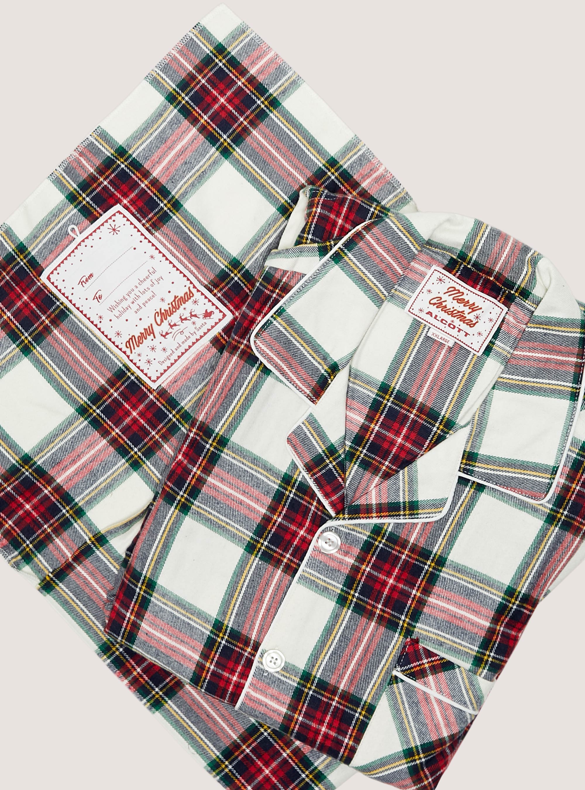 Christmas Family Collection tartan pyjamas, WH1 OFF WHITE