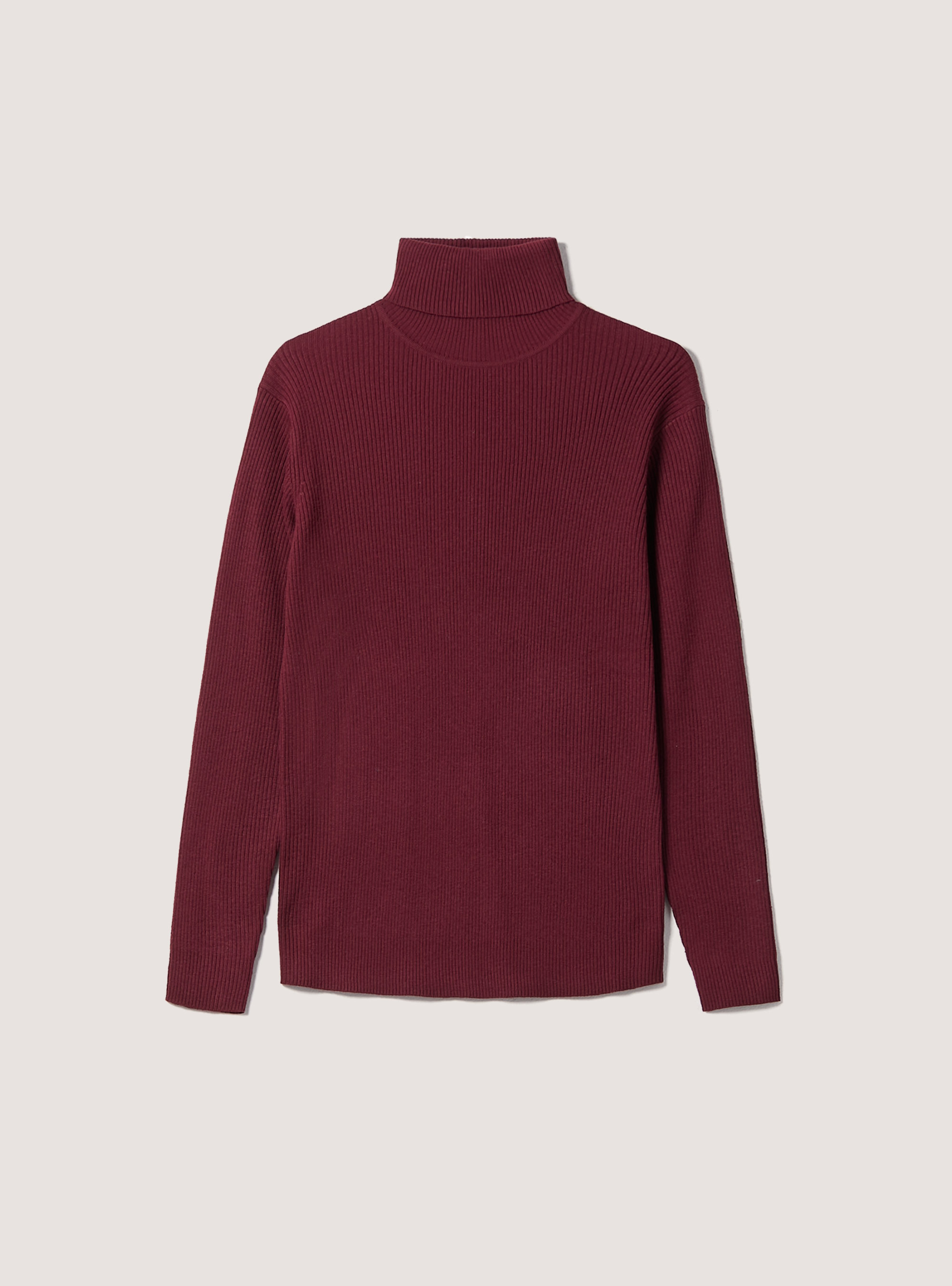 Jersey de cuello alto acanalado, BURDEOS