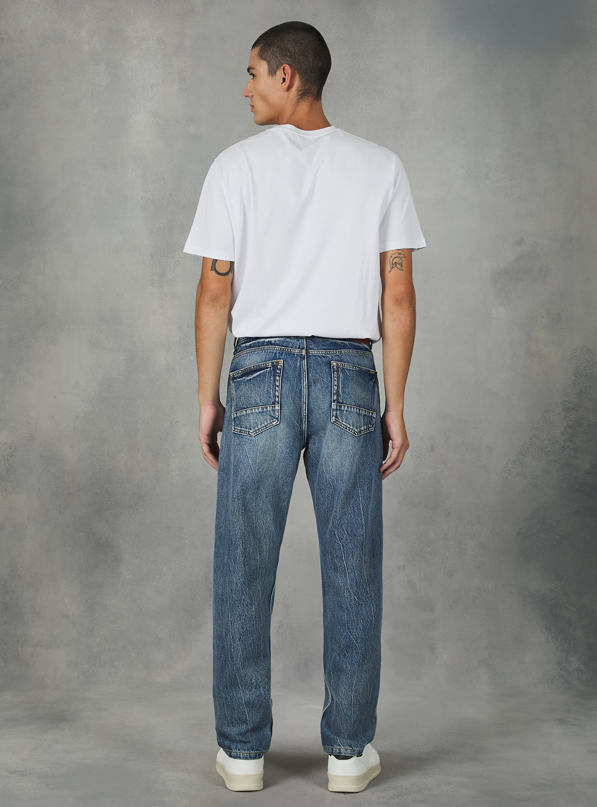 Straight Fit Cotton Jeans, D002 MEDIUM DARK BLUE