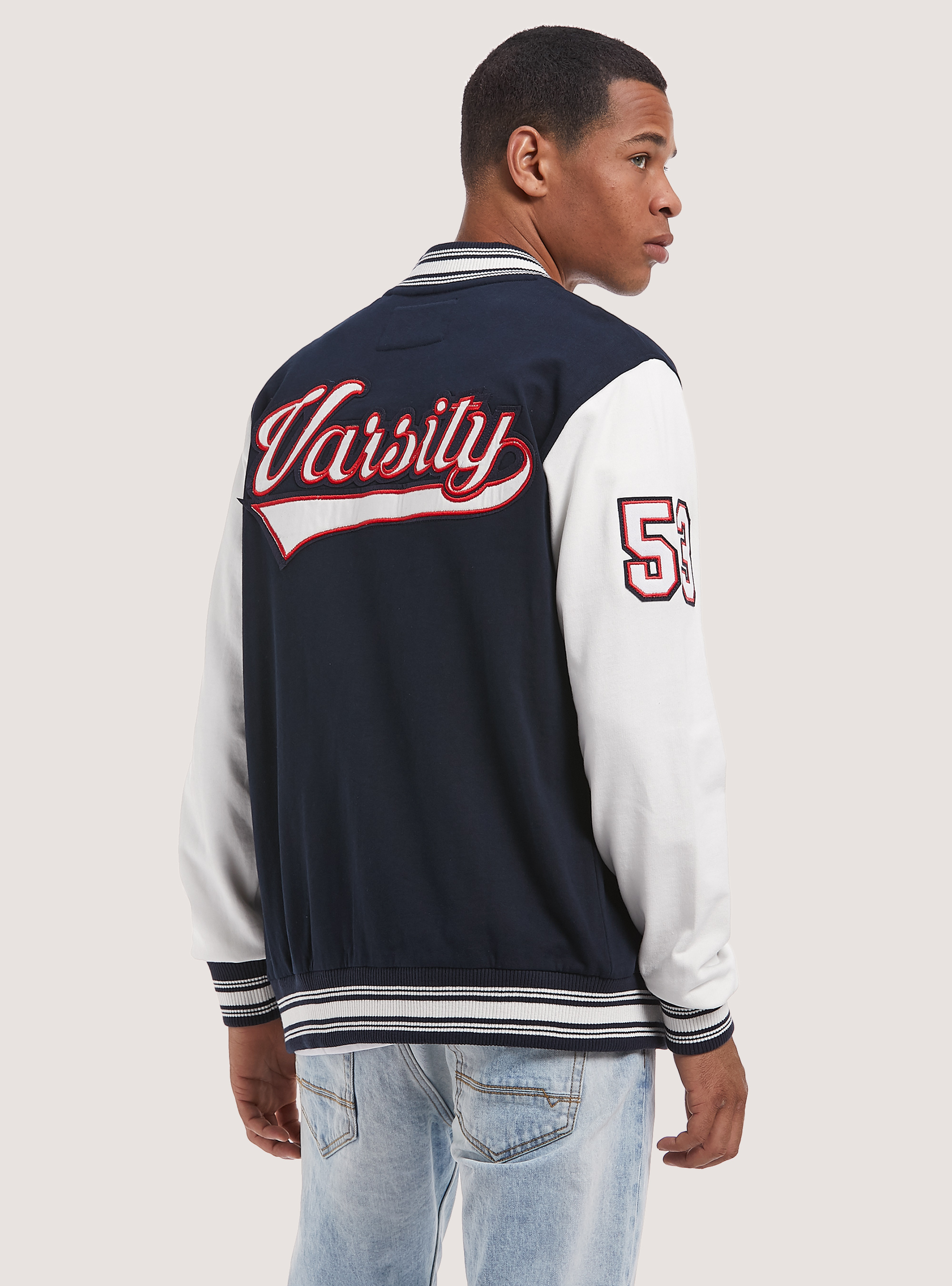 Varsity Bomber Jacket with patch, BLUE