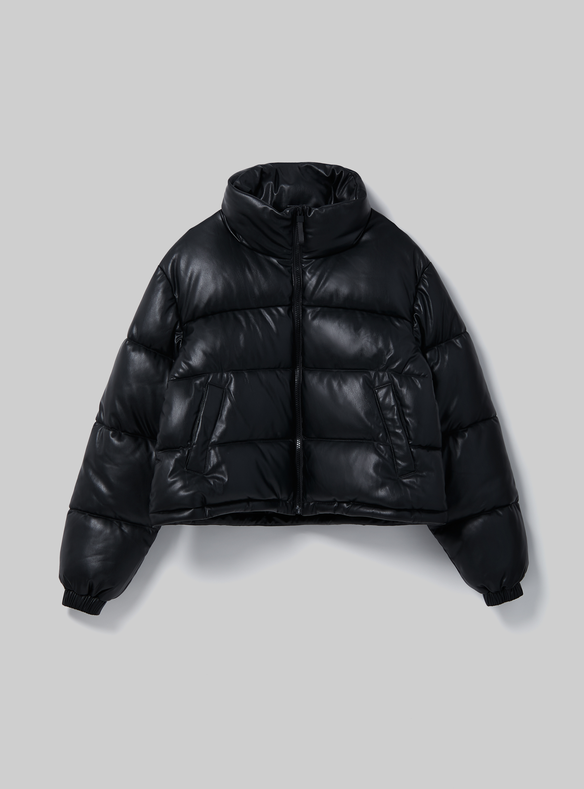 Cropped leather-effect jacket