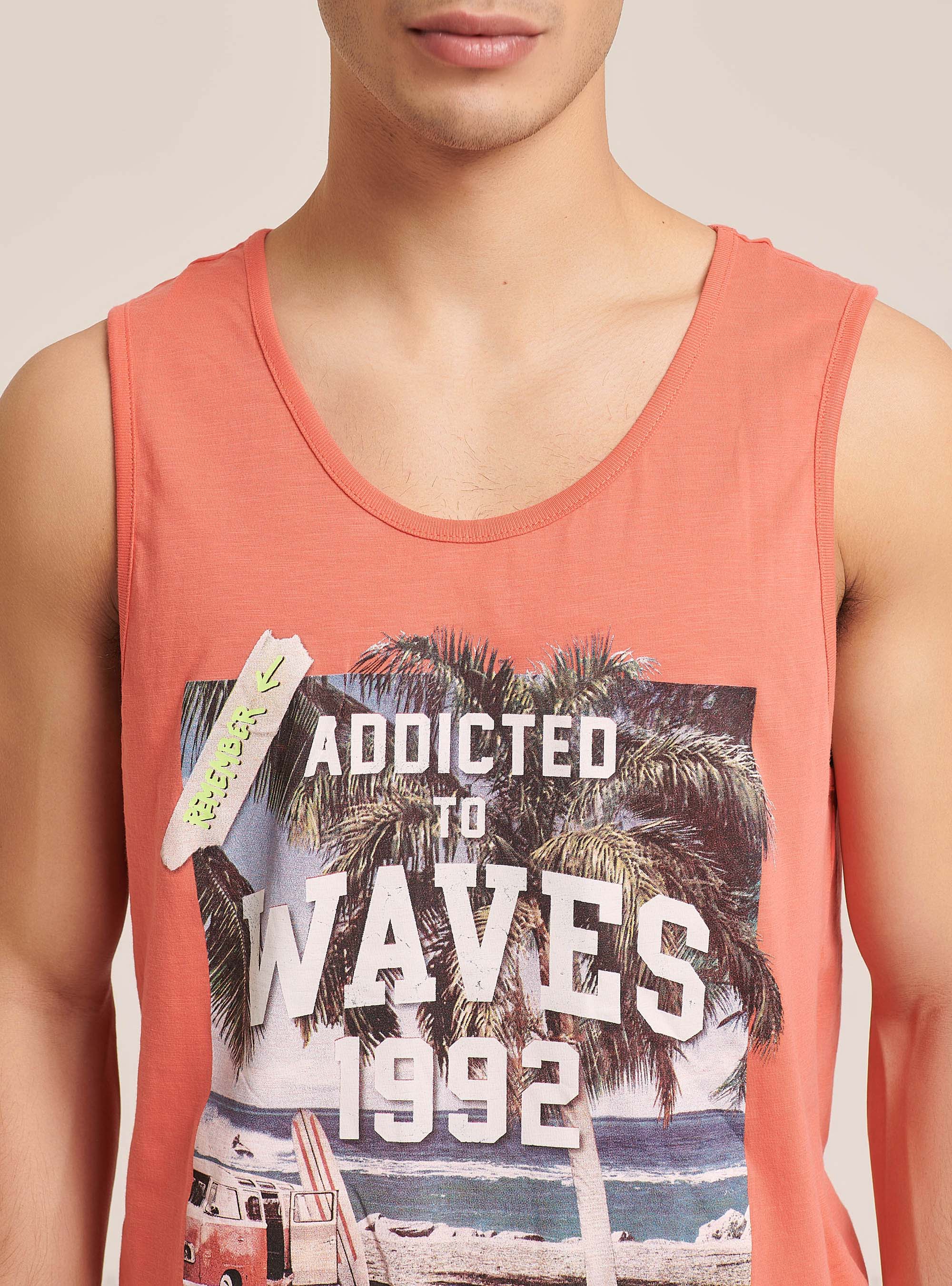 Canotta con stampa city, C0040 CORAL