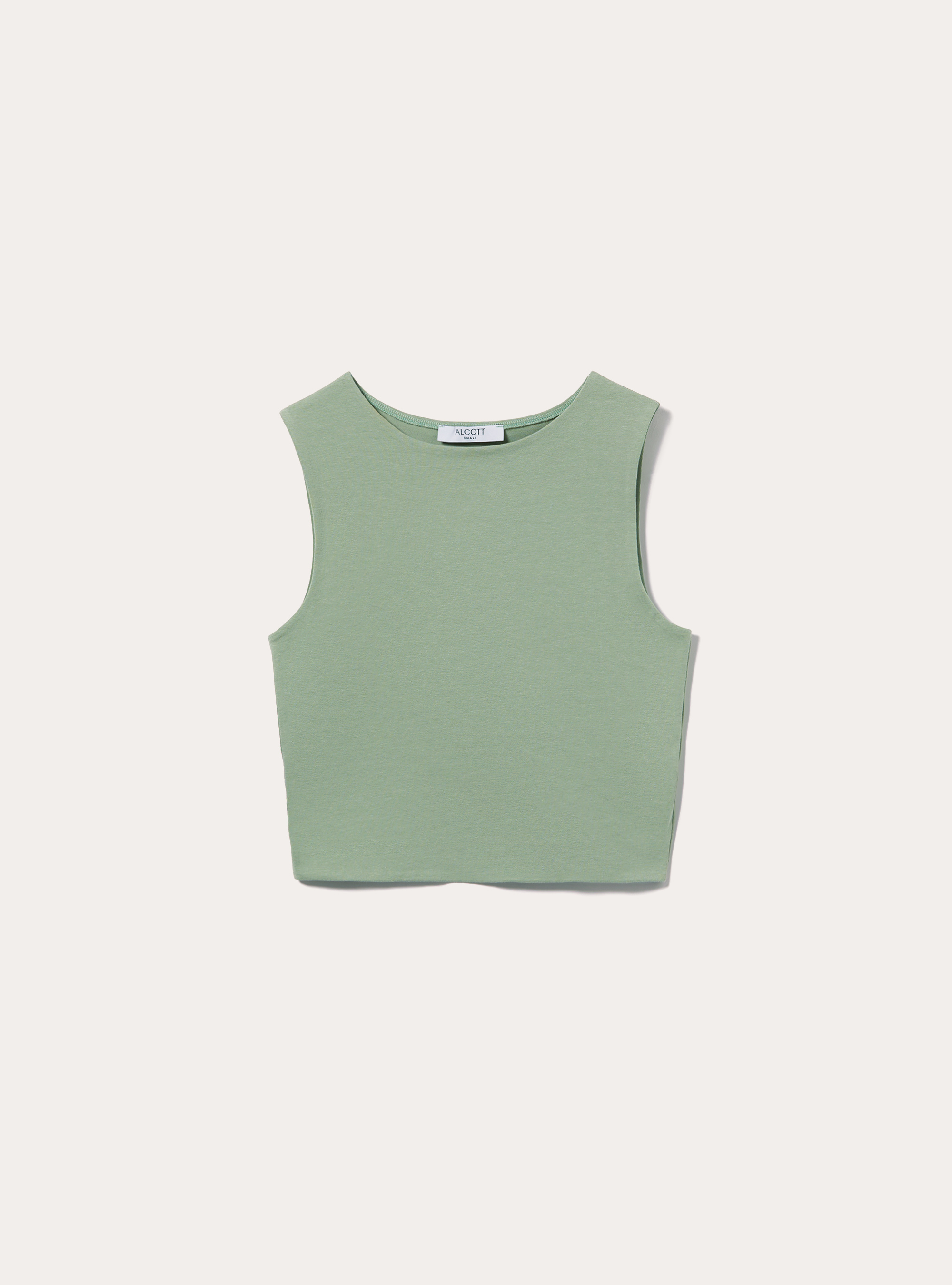 Canotta basica in jersey elasticizzato crop fit, GN2 GREEN MEDIUM