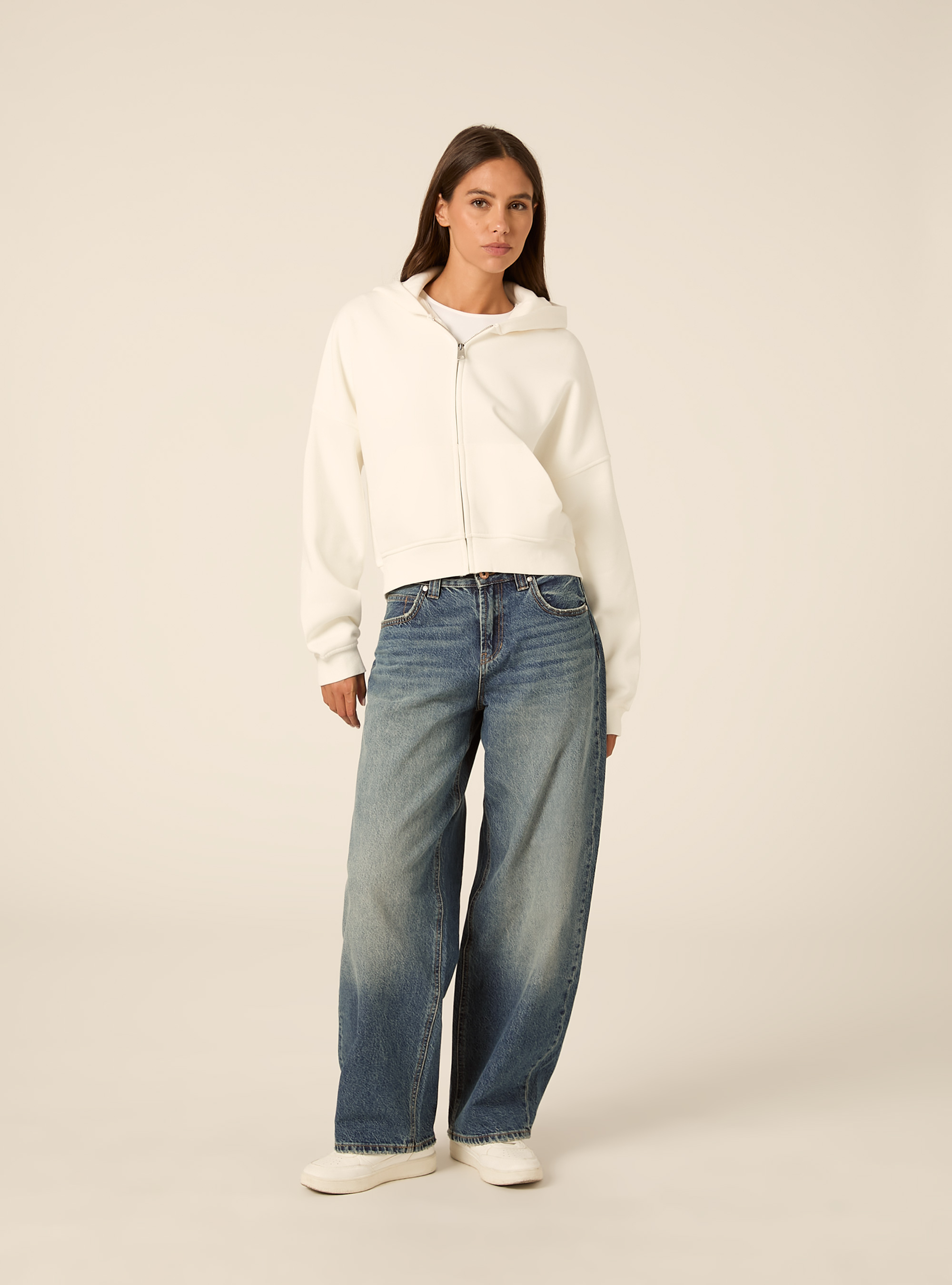 Cardigan cappuccio oversize, WH1 OFF WHITE
